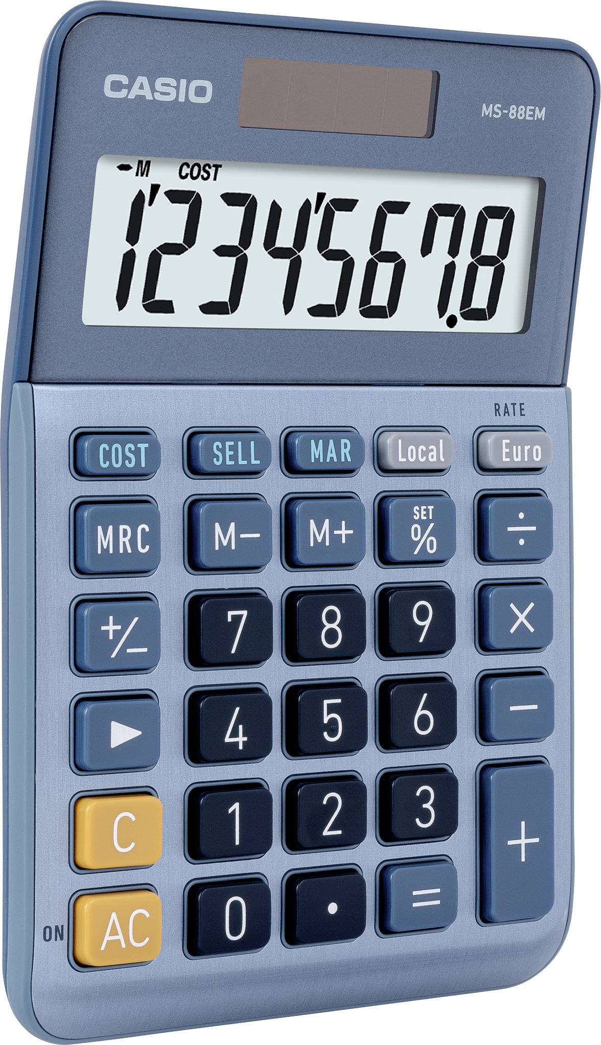 Casio MS-88EM Calculatrice de bureau bleu Ecran: 8 solaire (L x l) 101 mm x 149 mm
