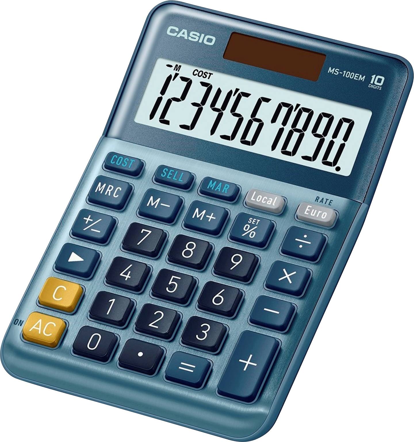 Casio MS-100EM Calculatrice de bureau bleu Ecran: 10 solaire (L x l) 101 mm x 149 mm