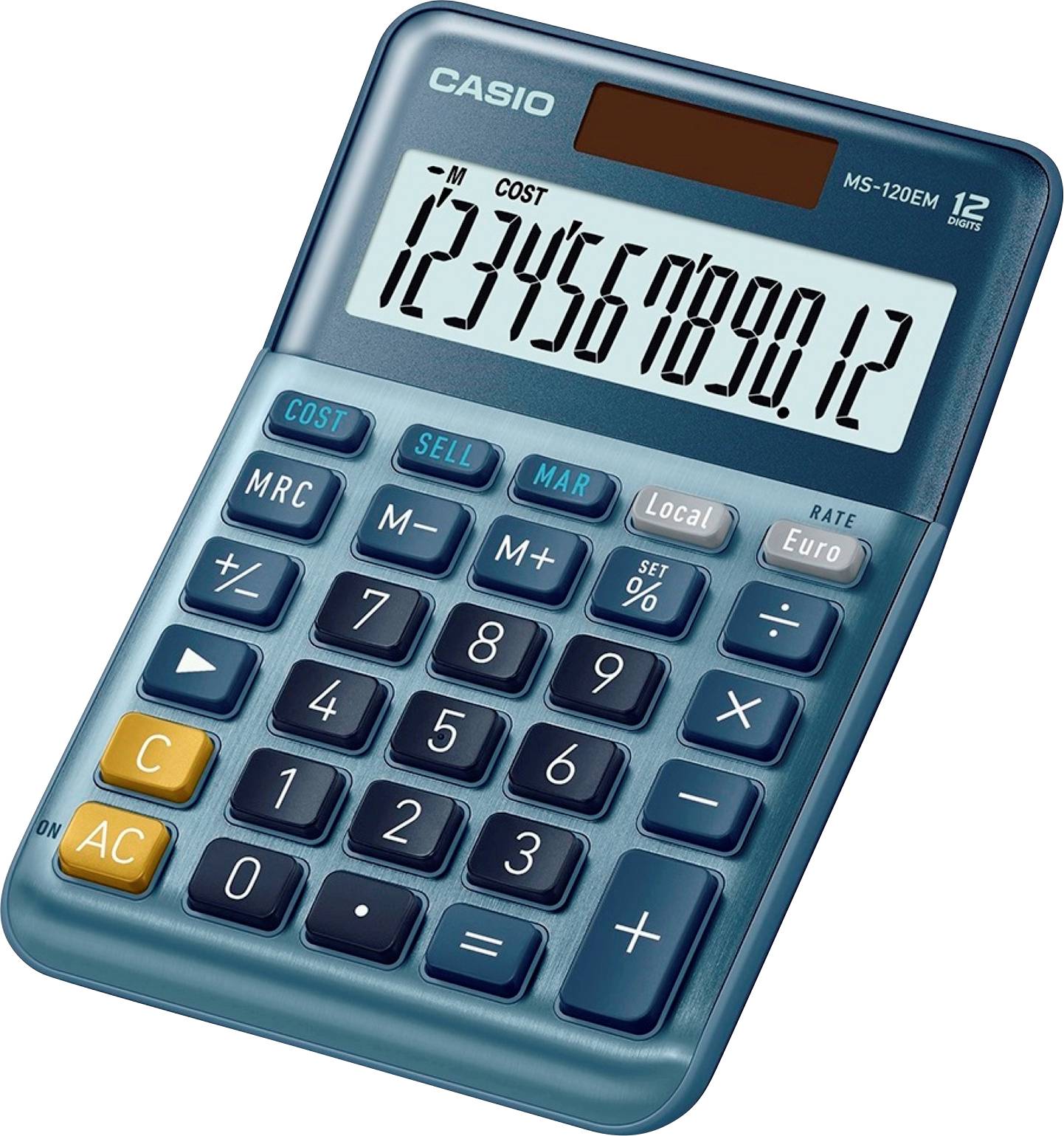 Casio MS-120EM Calculatrice de bureau bleu Ecran: 12 solaire (L x l) 101 mm x 149 mm
