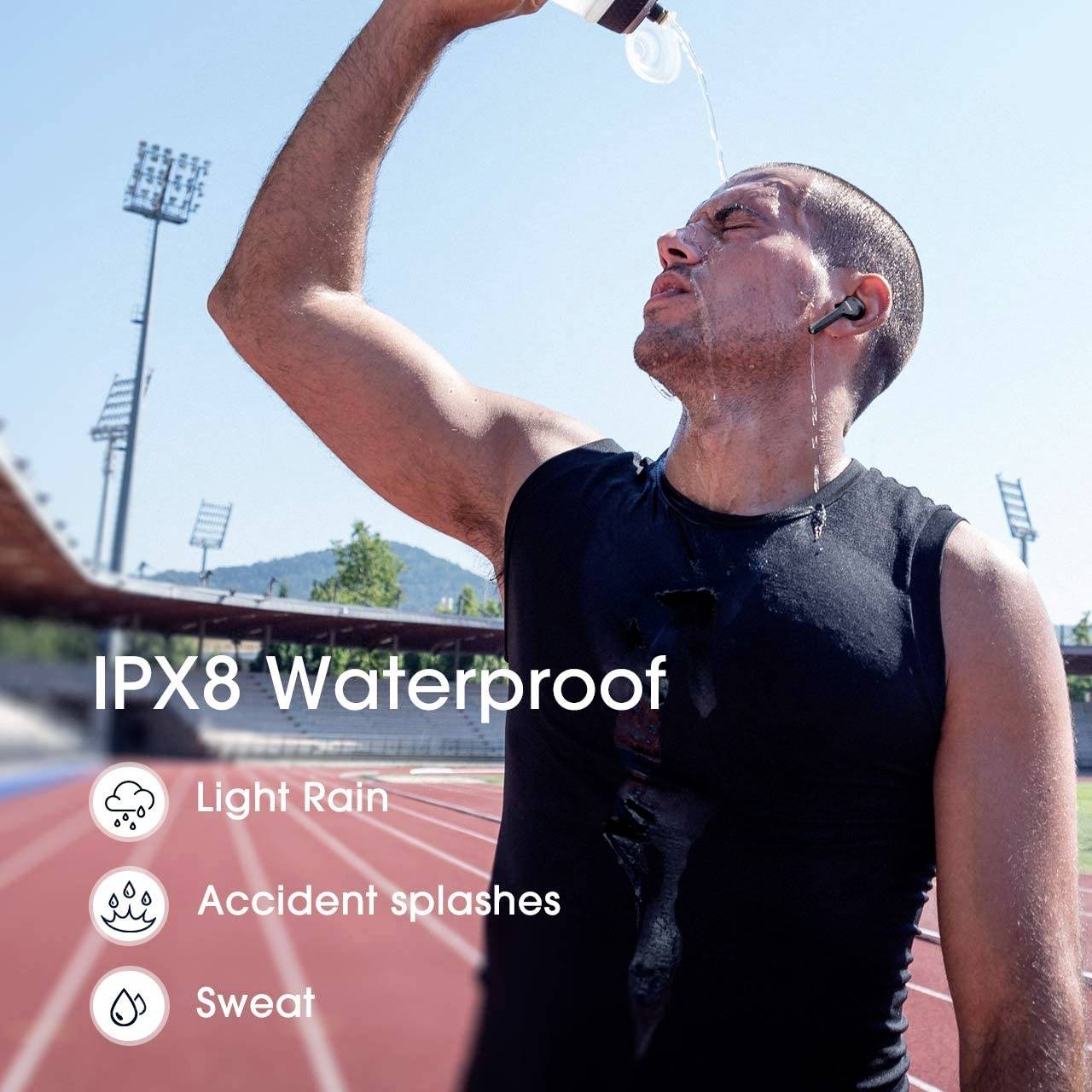 Mpow M9 Écouteurs intra-auriculaires Bluetooth noir résistant à la sueur