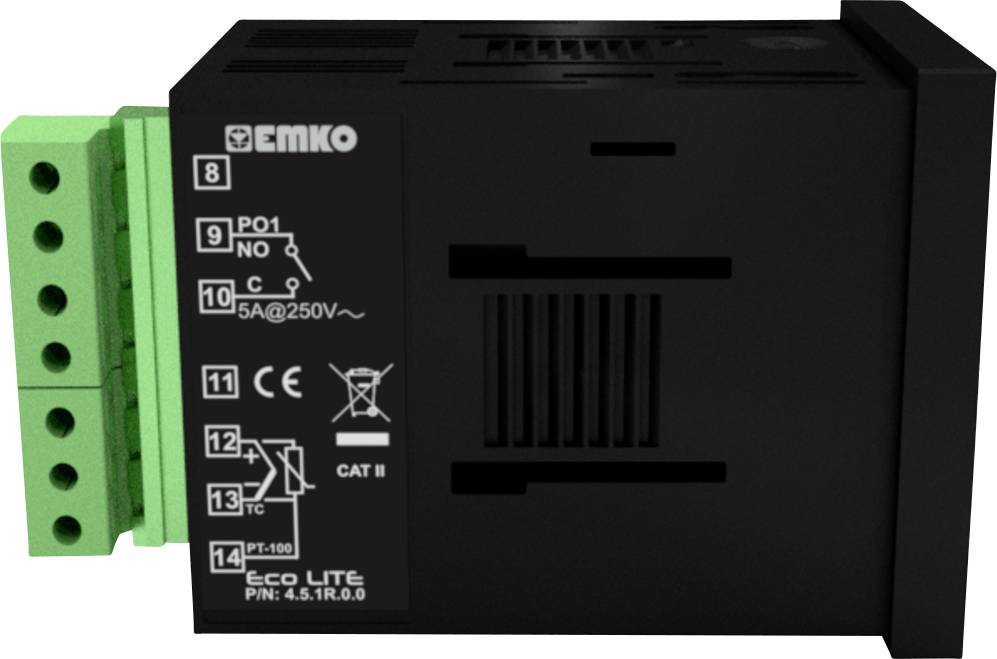 Emko ecoLITE.4.5.1R.0.0 Régulateur de température Pt100, J, K, R, S, T, L -199 à +999 °C Relais 5 A (L x l x H) 90 x 48 x 48 mm