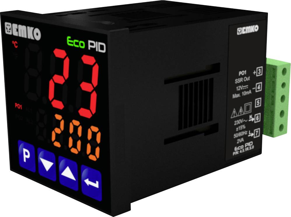 Emko ecoPID.4.5.1R.S.485 Régulateur de température Pt100, J, K, R, S, T, L -199 à +999 °C Relais 5 A, SSR (L x l x H) 90 x 48