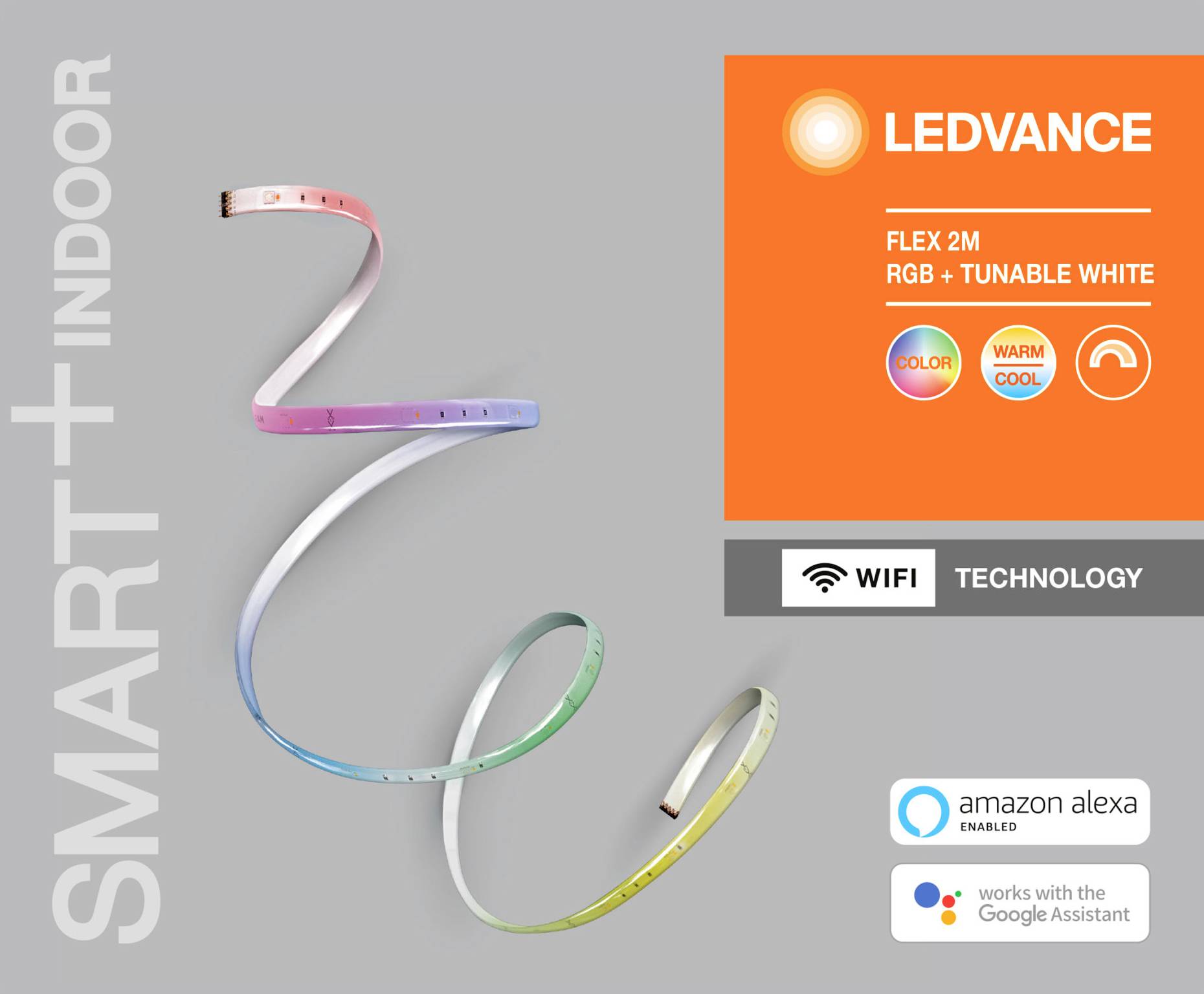 LEDVANCE SMART WIFI FLEX 2M RGBTW LEDV 4058075515932 Ruban LED (Base) avec connecteur mâle 230 V 2 m RVBB 1 pc(s)
