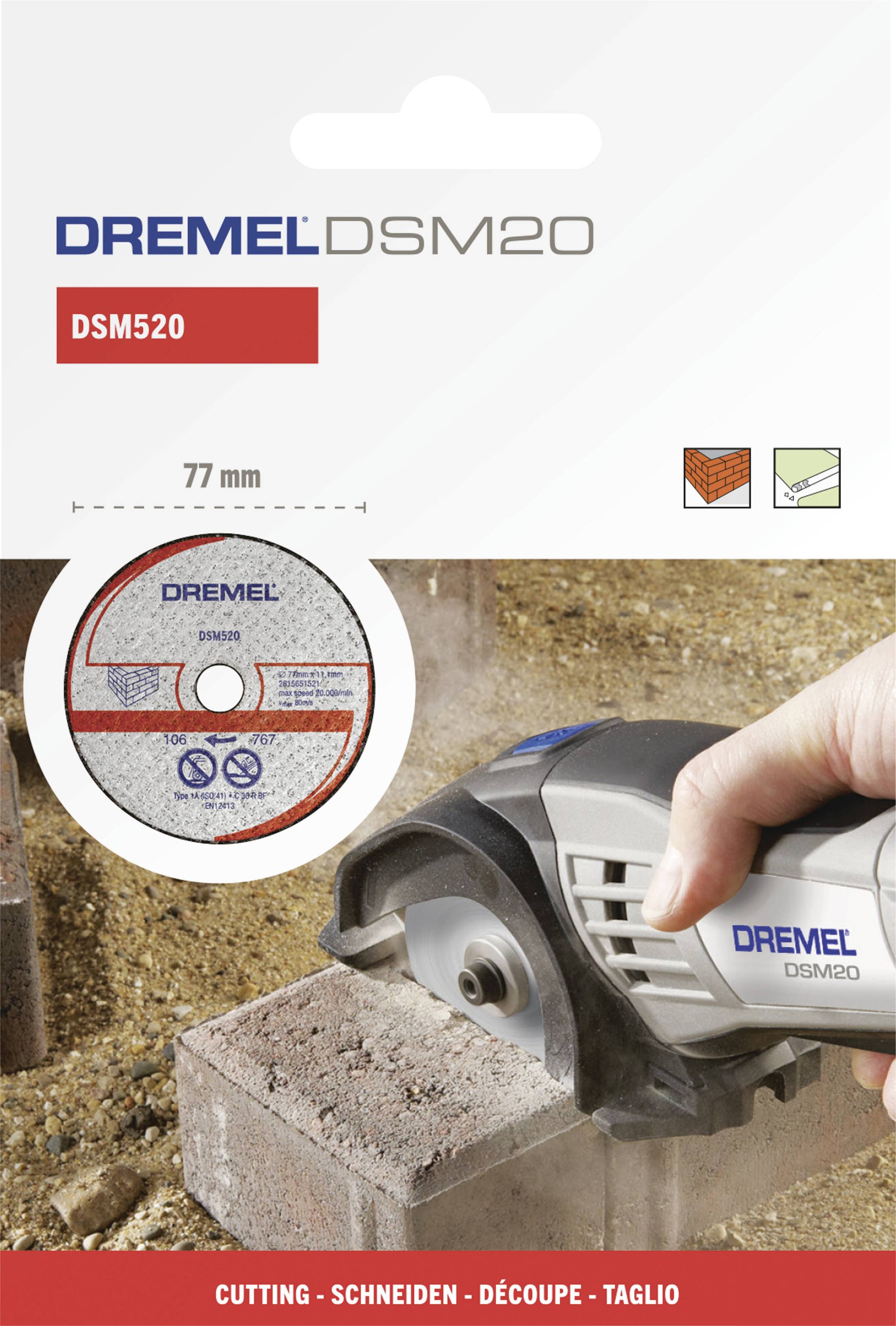 Dremel DSM520 2615S520JB Disque à tronçonner 77 mm 2 pc(s) Tuile, Placoplâtre