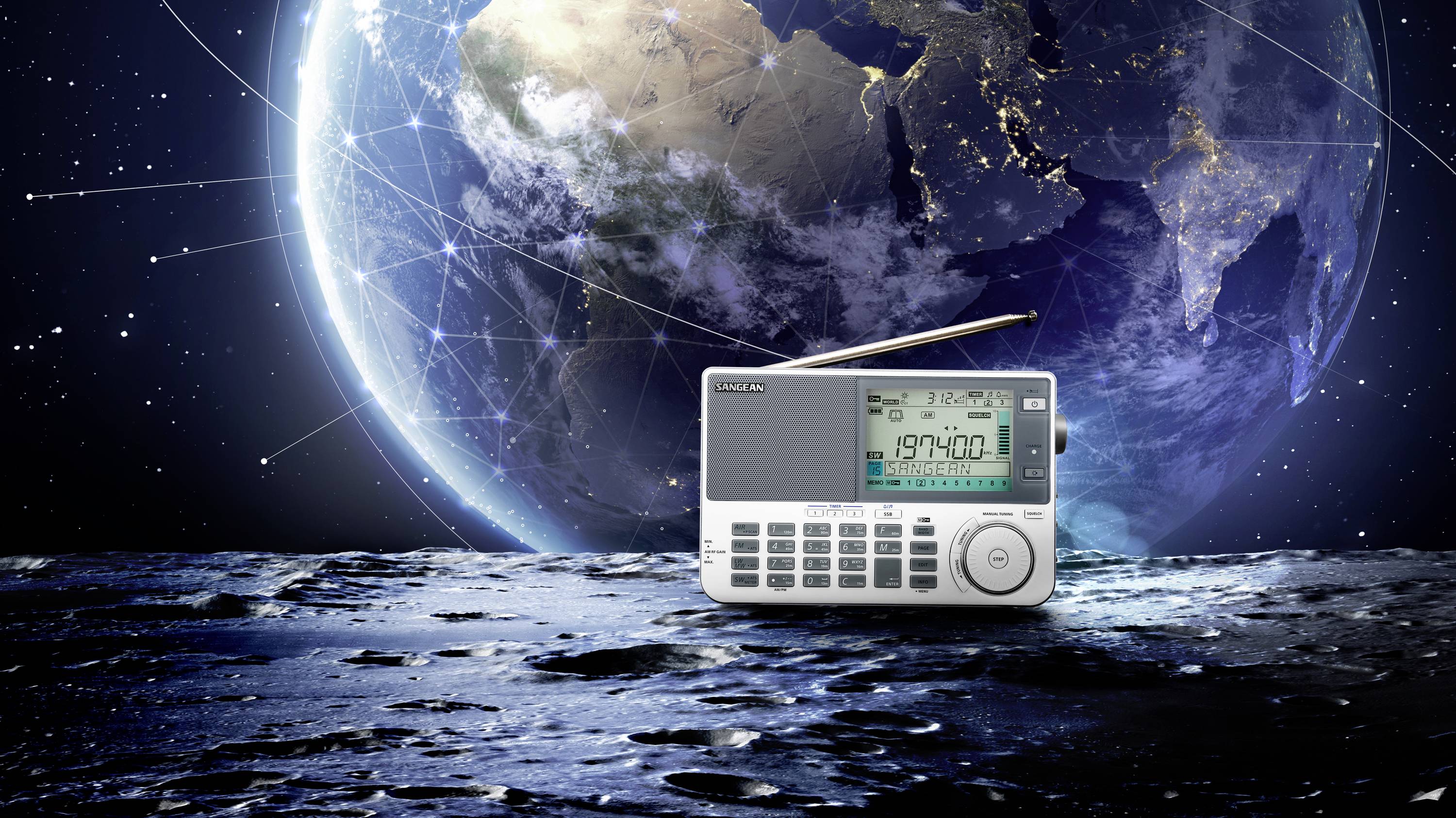 Sangean ATS-909X2 Récepteur universel FM, ondes longues (OL), AM fonction réveil blanc