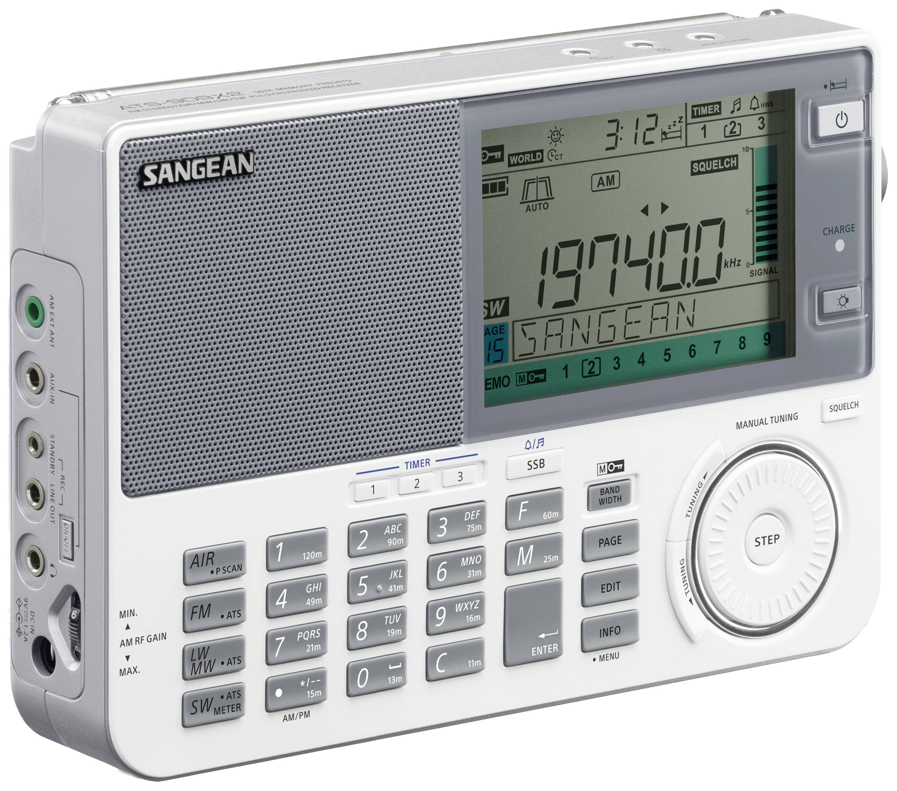 Sangean ATS-909X2 Récepteur universel FM, ondes longues (OL), AM fonction réveil blanc