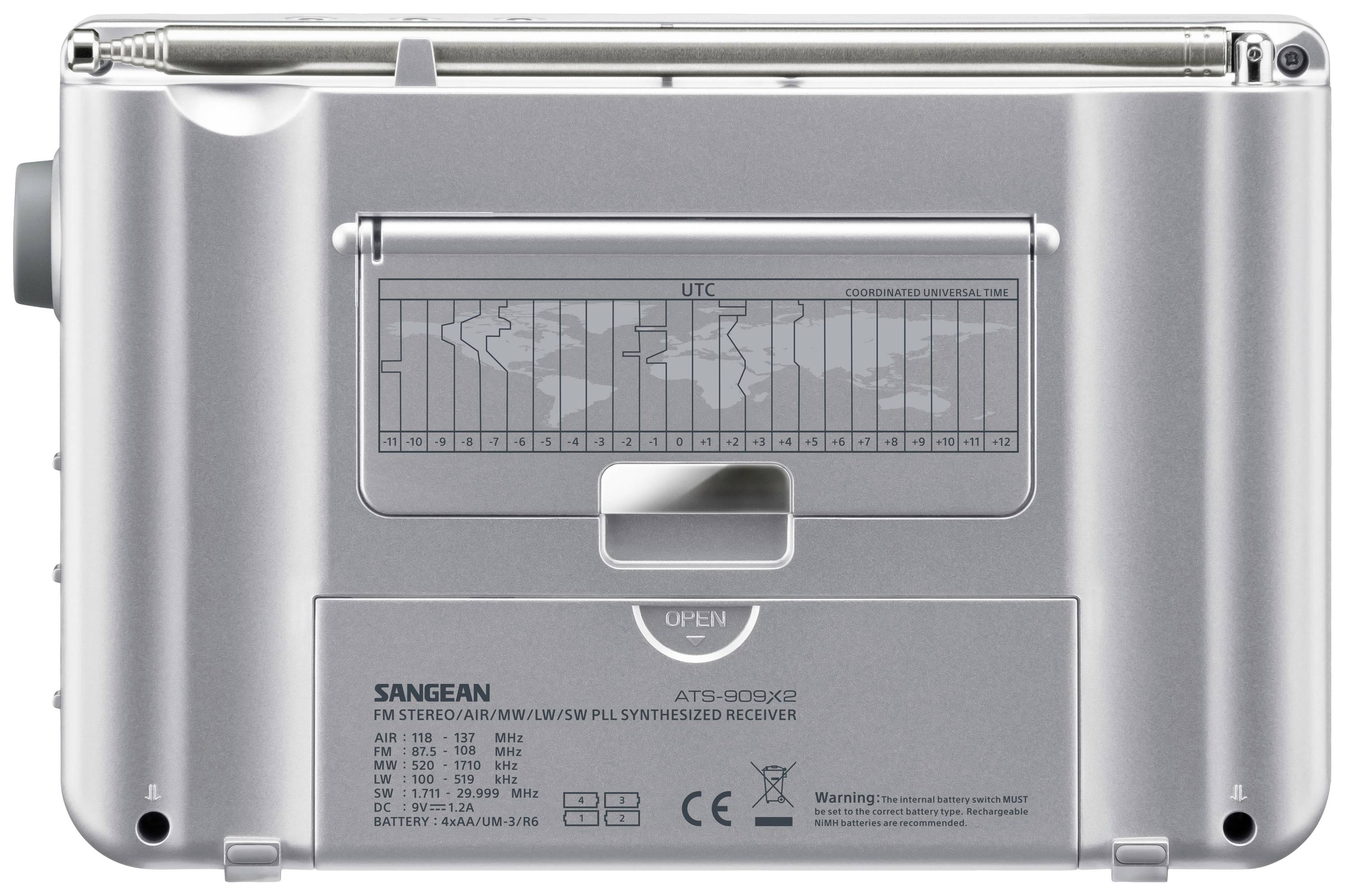 Sangean ATS-909X2 Récepteur universel FM, ondes longues (OL), AM fonction réveil blanc