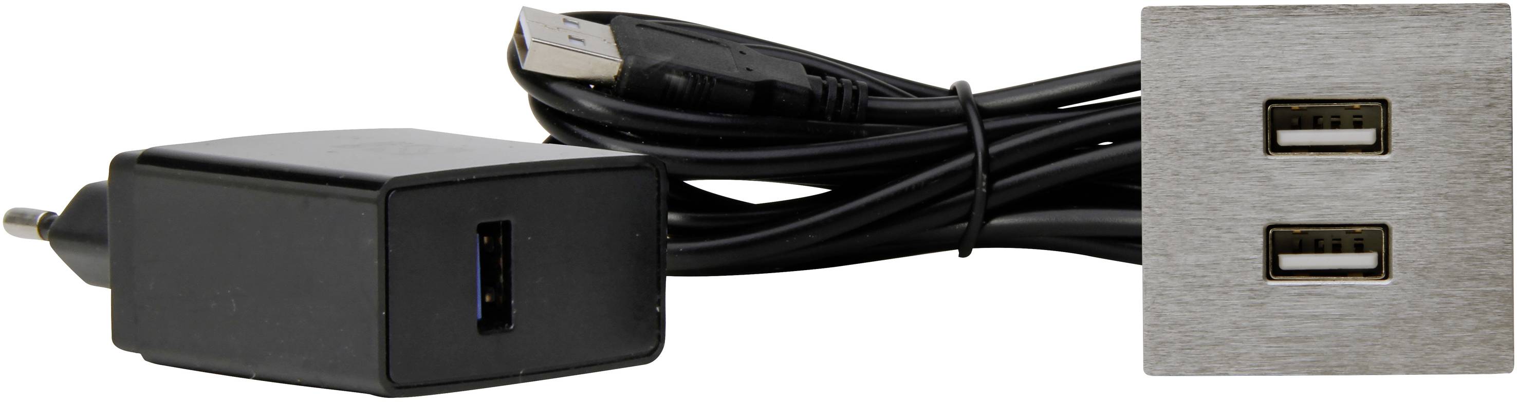 Kopp 939745018 Prise de courant encastrée avec USB IP20 acier inoxydable