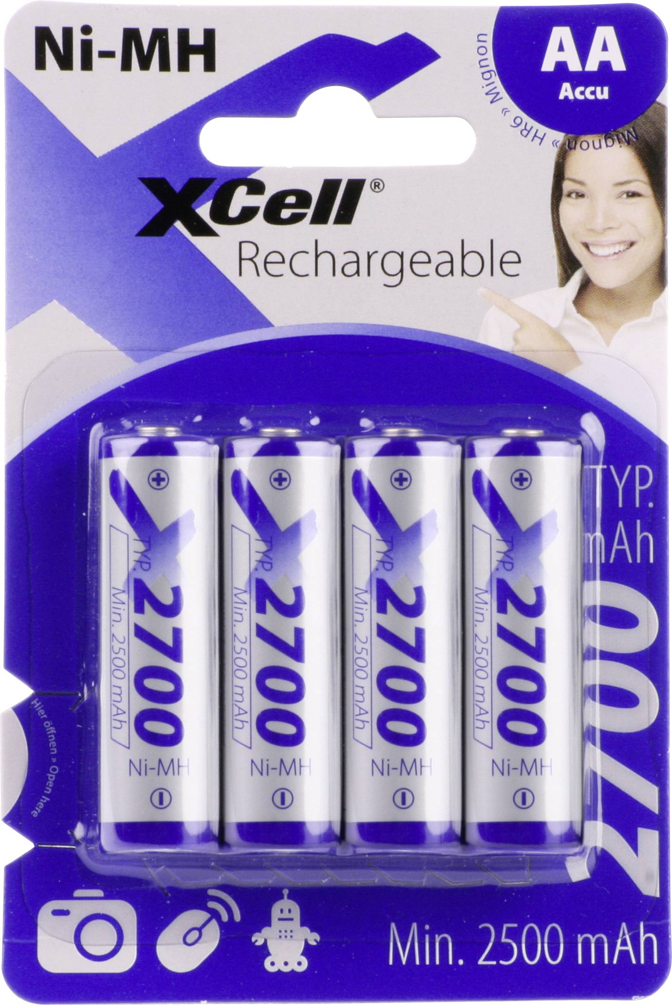 XCell X2700AA B4 Pile rechargeable LR6 (AA) NiMH 2700 mAh 1.2 V 4 pc(s)
