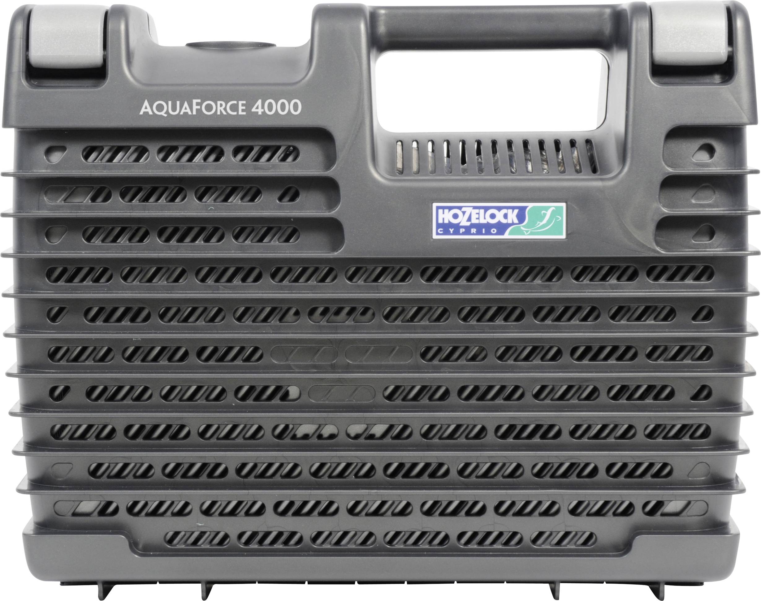 Aquforce 4000 Filtre à eau dans un boîtier noir, à l'avant avec des fentes ventilées et une poignée en haut, adapté pour les étangs et les éléments aquatiques.