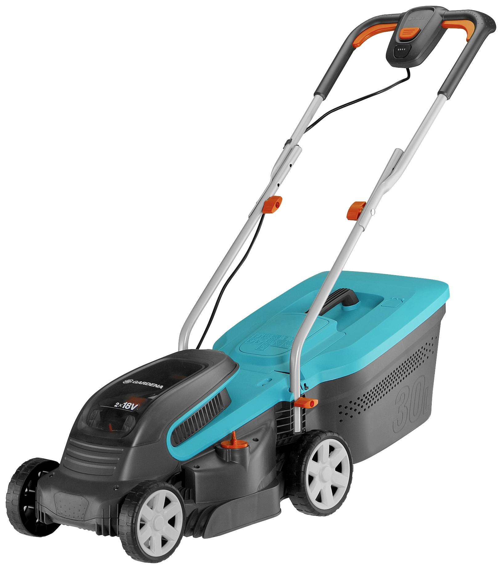 GARDENA PowerMax 32/36V P4A Ready-To-Use-Set sans fil Tondeuse à gazon avec 2ème batterie, avec chargeur, avec peigne à gazon