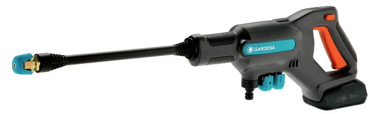 Nettoyeur haute pression portable avec lance télescopique bleue et poignée ergonomique, adapté aux travaux de nettoyage extérieurs.