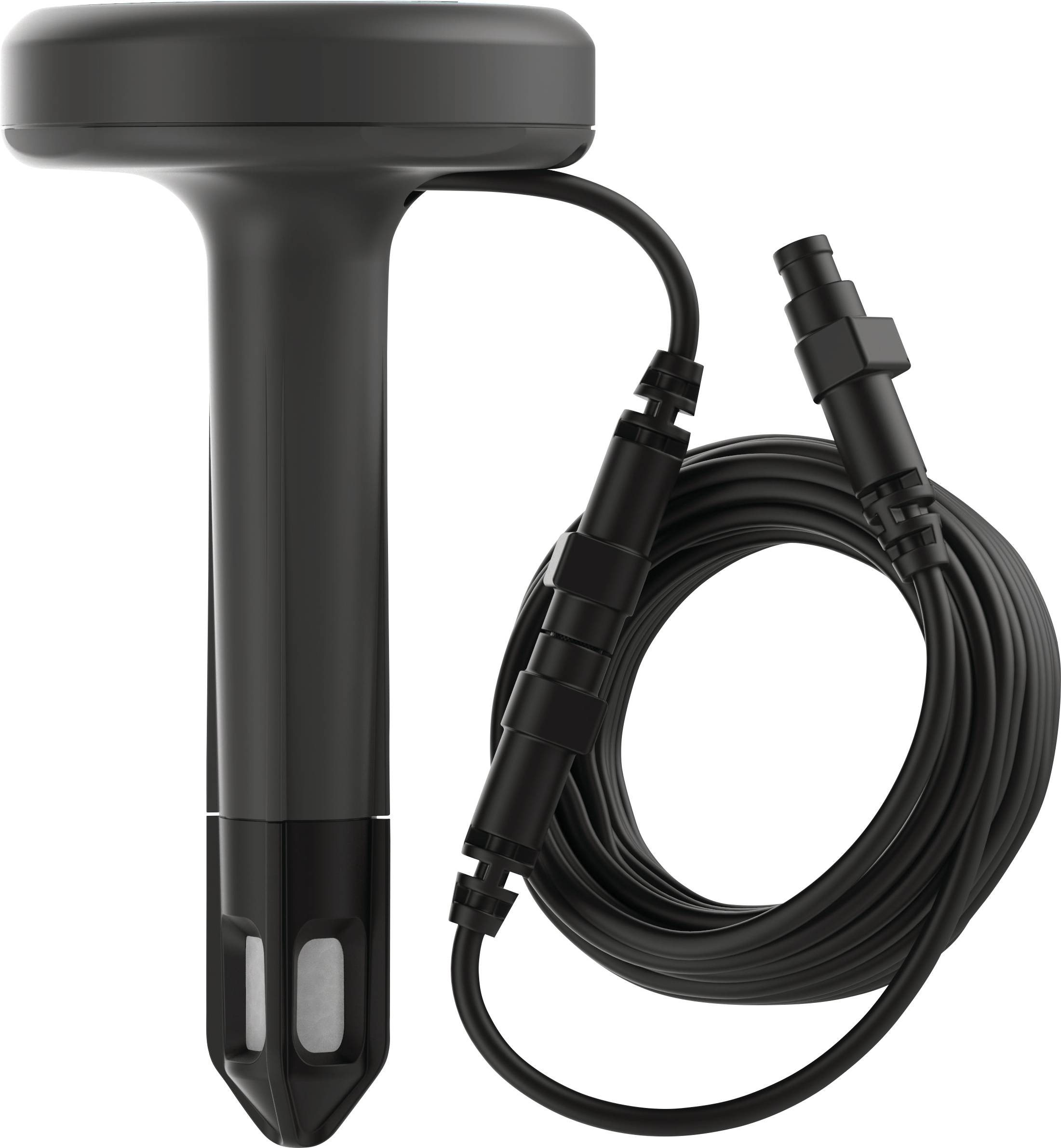 Un capteur de sonde de plongée noir avec câble, adapté à la surveillance et à l'analyse de l'eau. Le capteur présente un design cylindrique et robuste.