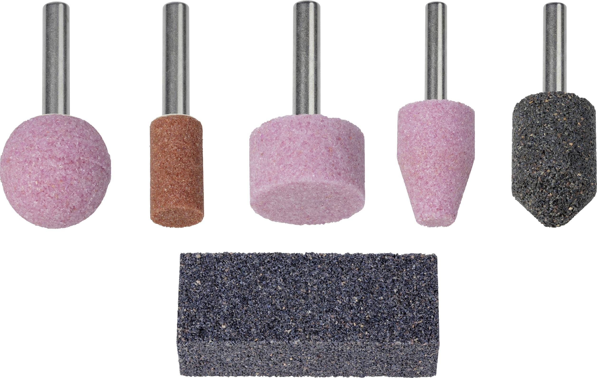 Différents embouts de meulage de formes et de couleurs variées pour outils à main.