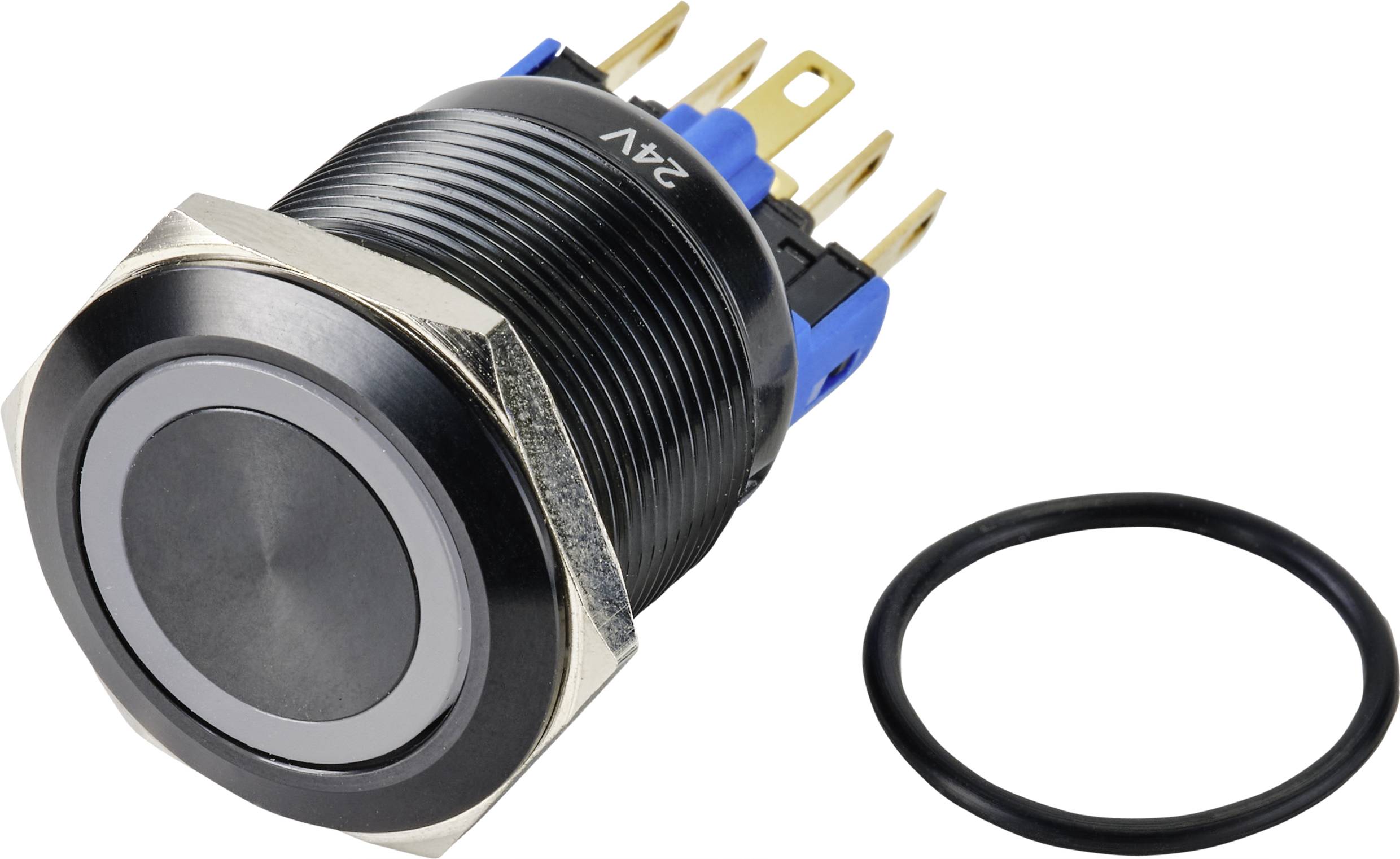 TRU COMPONENTS TC-9428220 GQ22-11ZE/B/12V/A Bouton-poussoir 250 V/AC 3 A 1 x Off/On à accrochage bleu IP65 1 pc(s)