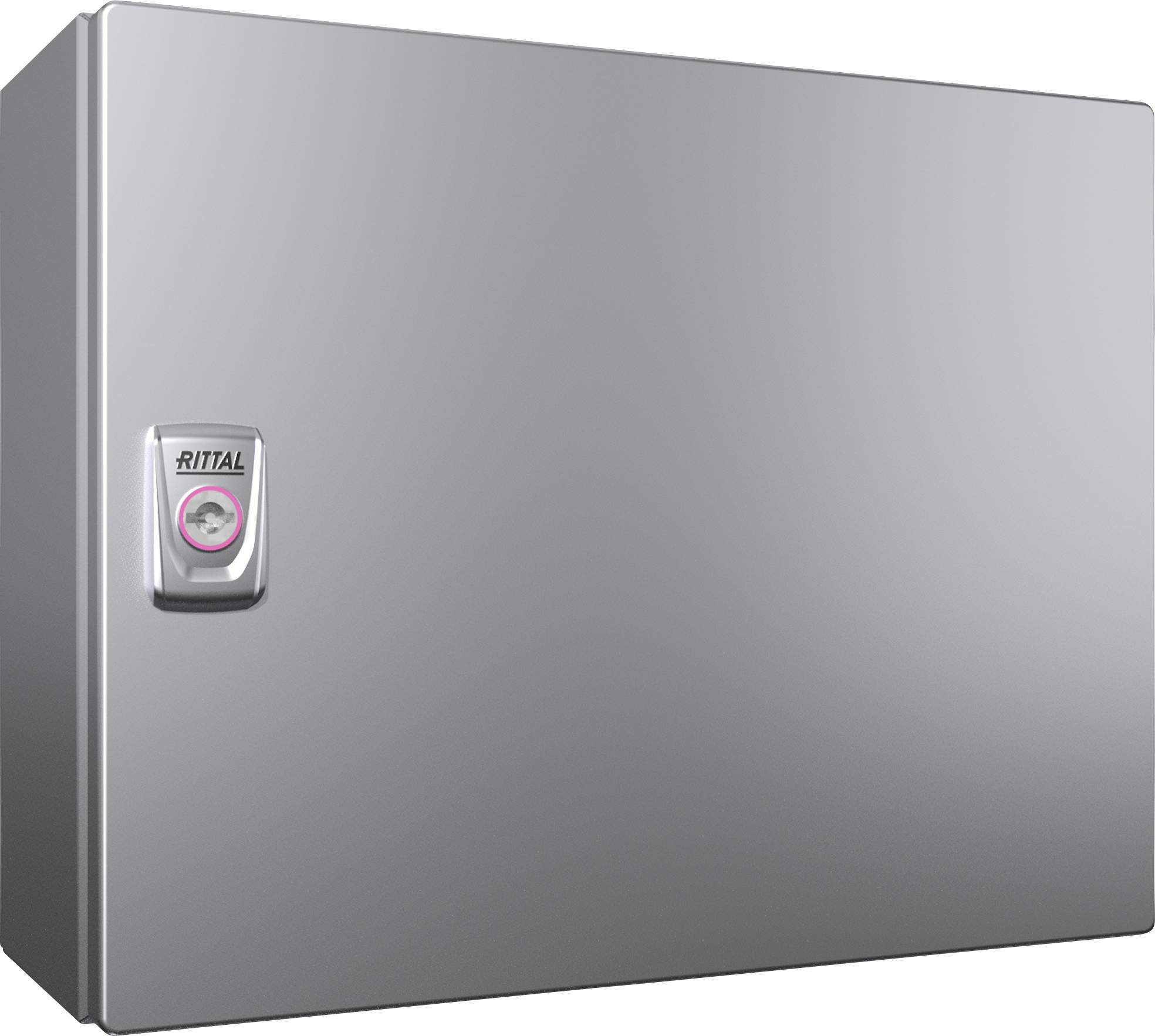 Armoire métallique avec un cadenas logoté RITTAL à l'avant, adaptée aux applications industrielles pour le stockage sécurisé des équipements.