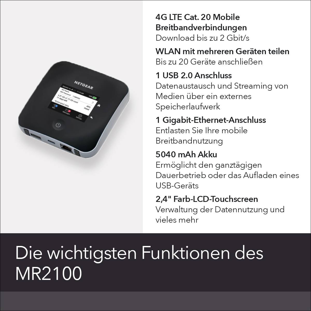NETGEAR Nighthawk M2 Point d'accès Wi-Fi 4G mobile noir