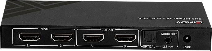 LINDY 2x2 HDMI 18G Matrix Switch 2+2 ports Switch matrice HDMI 4096 x 2160 pixels noir