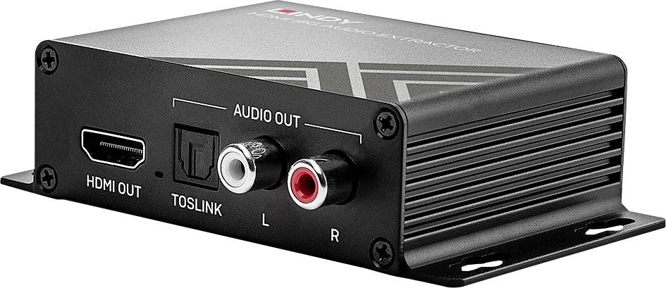 Un adaptateur audio numérique avec sortie HDMI, connexion Toslink et sortie audio analogique (gauche et droite).