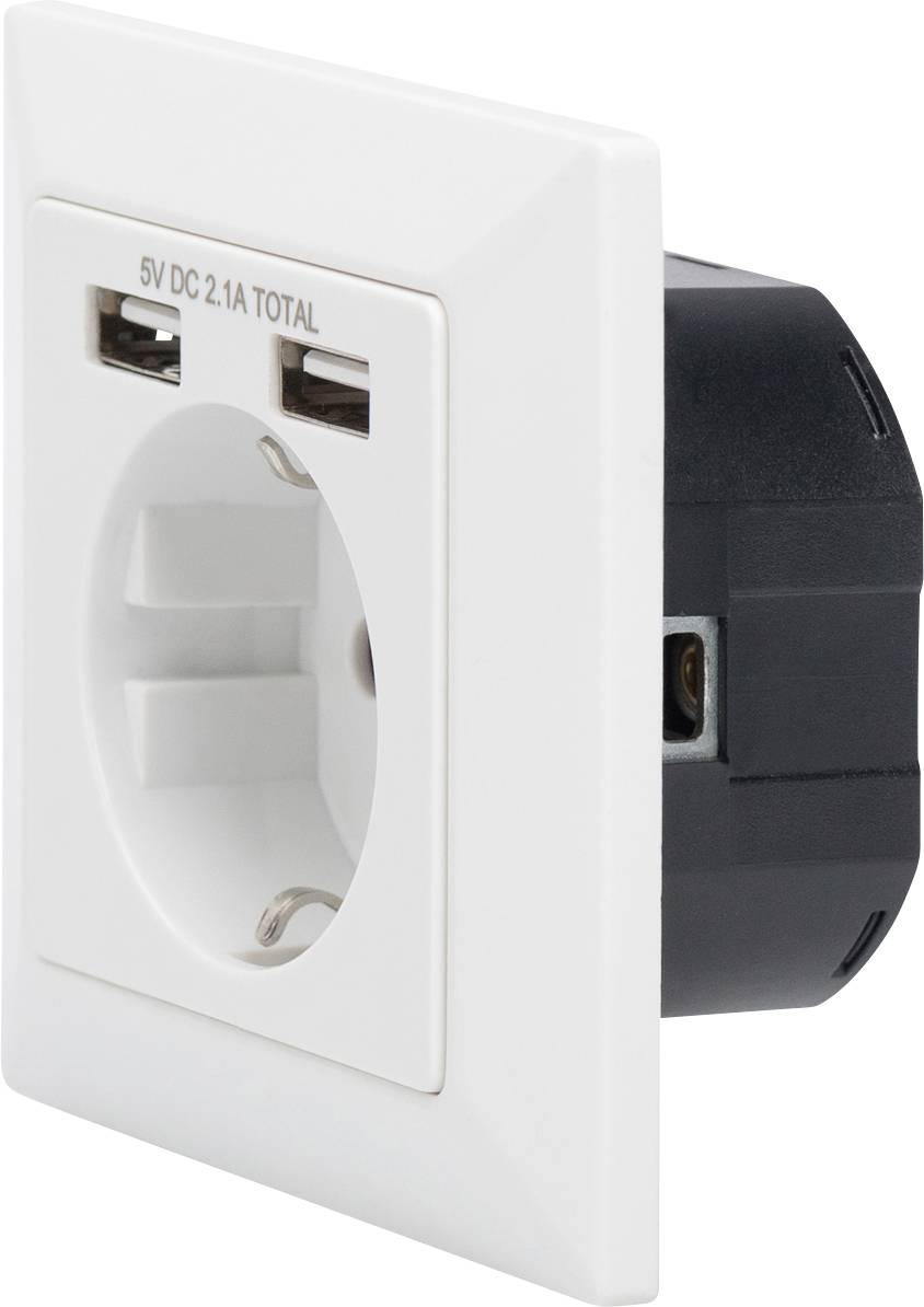 Digitus DA-70613 Prise de courant encastrable avec USB blanc