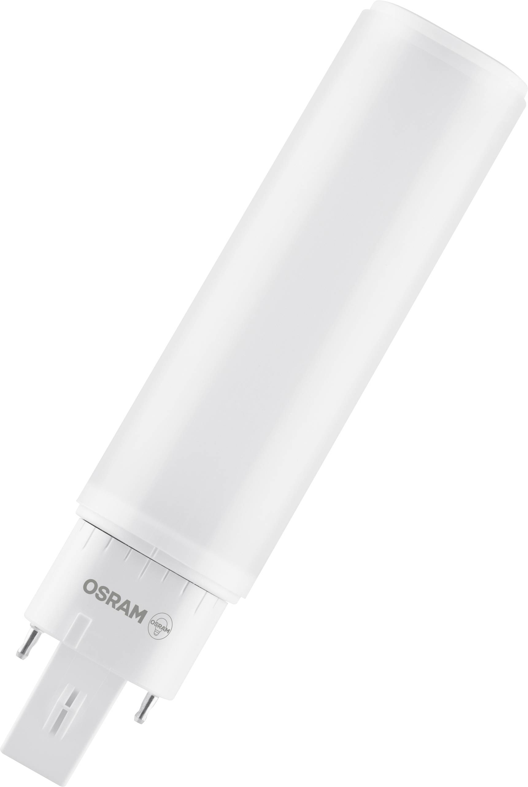 Une lampe LED cylindrique blanche de OSRAM avec deux contacts à broches à ses extrémités, adaptée aux luminaires avec un support compatible.