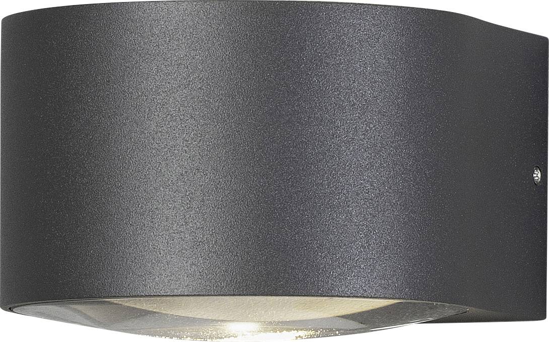 Un luminaire mural moderne noir au design semi-circulaire, diffusant une lumière dirigée vers le bas.