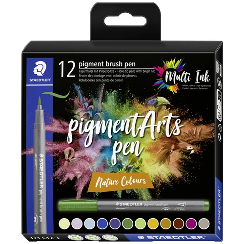 Staedtler pigment brush pen Nature Colour 371 C12-3 Stylo feutre fin coloré, naturel 12 pc(s) Staedtler pigment brush pen Nature Colour 371 C12-3 Stylo feutre fin coloré, naturel 12 pc(s)