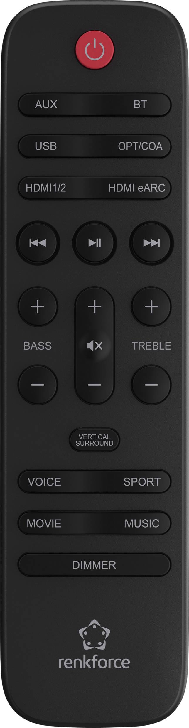 Barre de son Renkforce RF-SB-301 Dolby Atmos®, Bluetooth®, avec subwoofer sans fil, USB