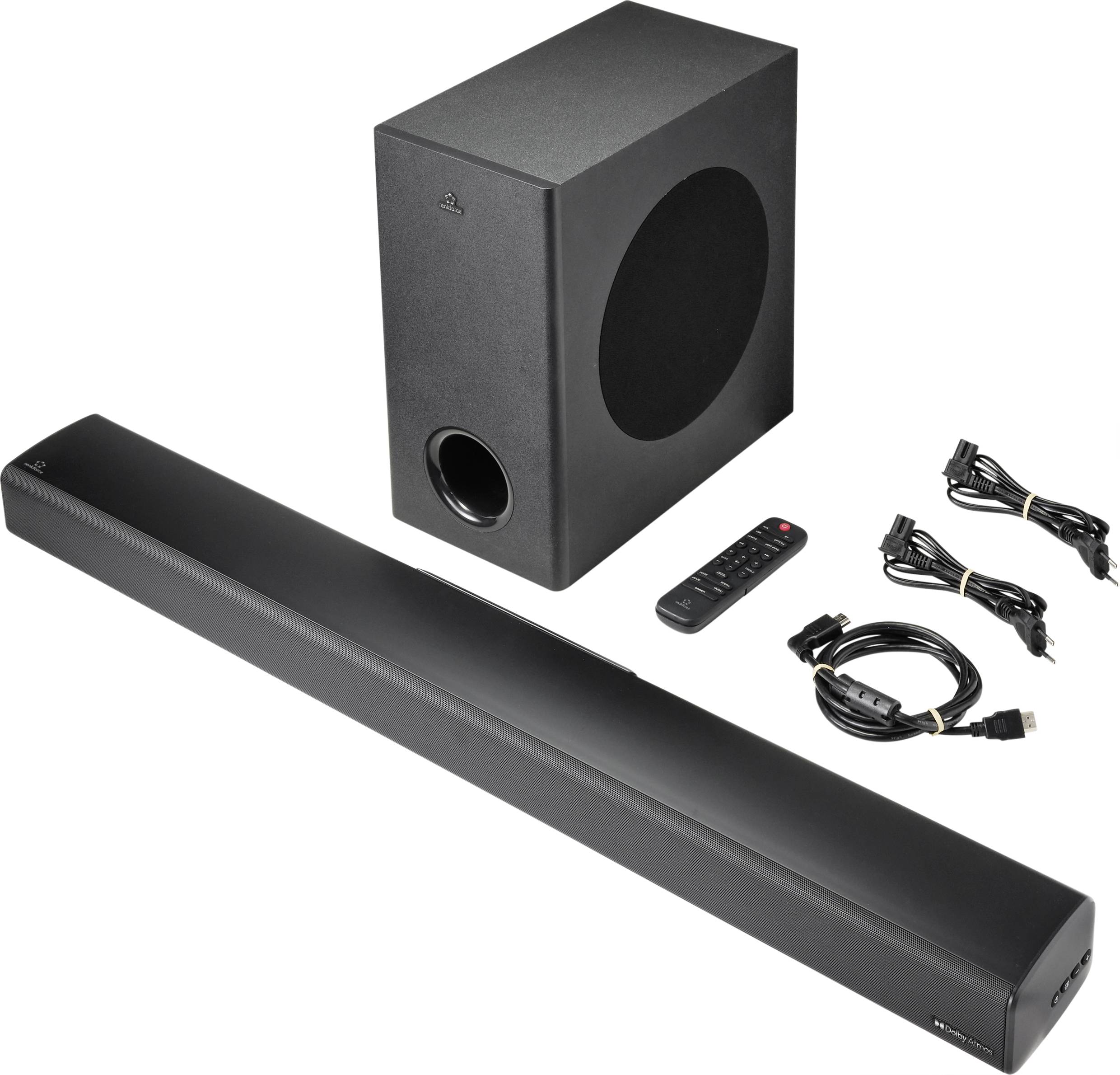 Barre de son Renkforce RF-SB-301 Dolby Atmos®, Bluetooth®, avec subwoofer sans fil, USB
