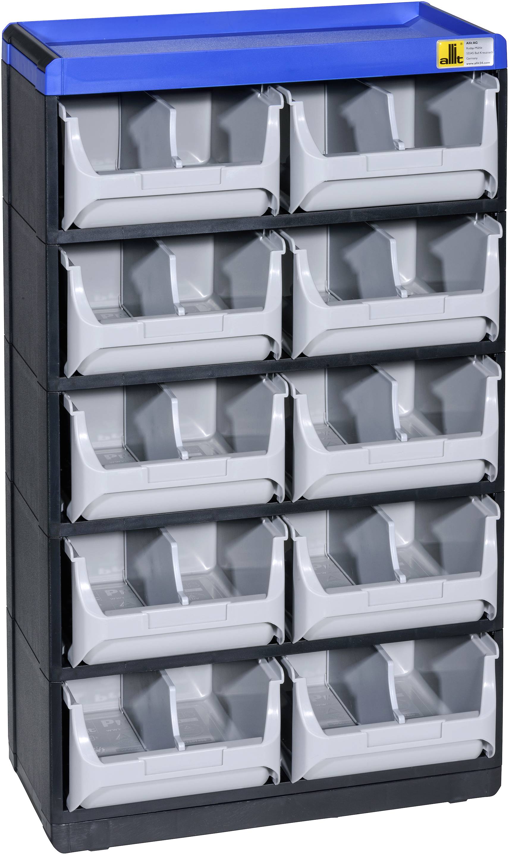 Allit 464630 Réservoir pour petites pièces VarioPlus Pro 53/20 (l x H x P) 300 x 525 x 165 mm noir, gris, bleu 1 pc(s)