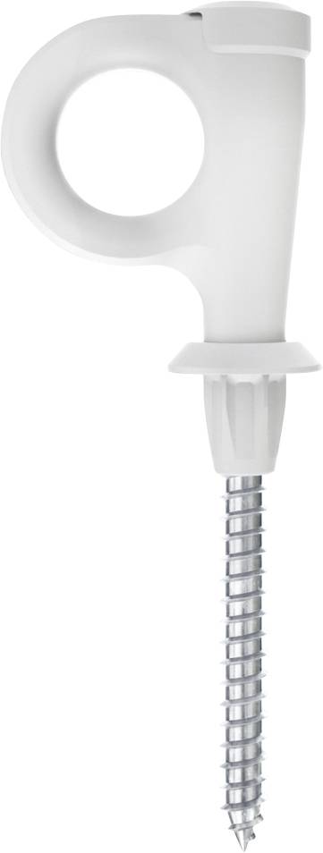 Un piolet blanc avec poignée et embout métallique pour une fixation stable dans la neige ou la glace.