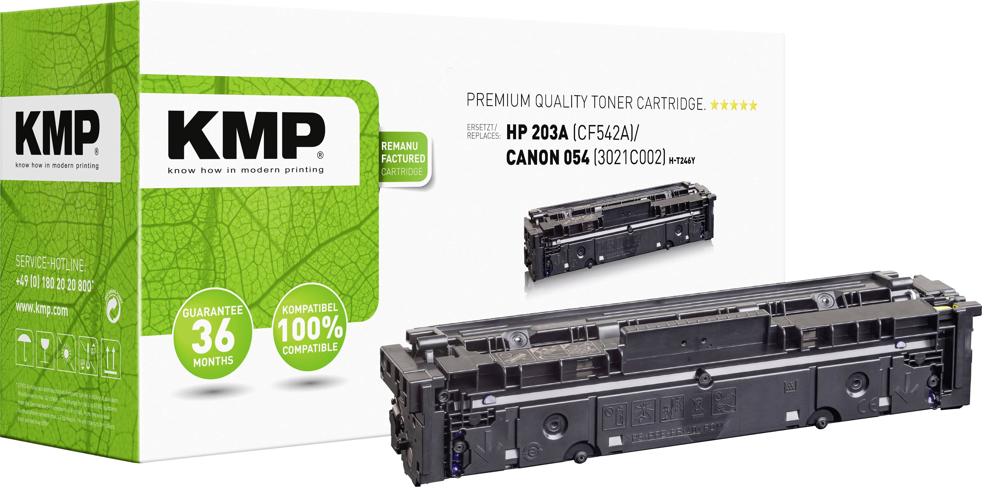 KMP Toner remplace HP HP 203A (CF542A) compatible jaune 1300 pages H-T246Y 2549,0009