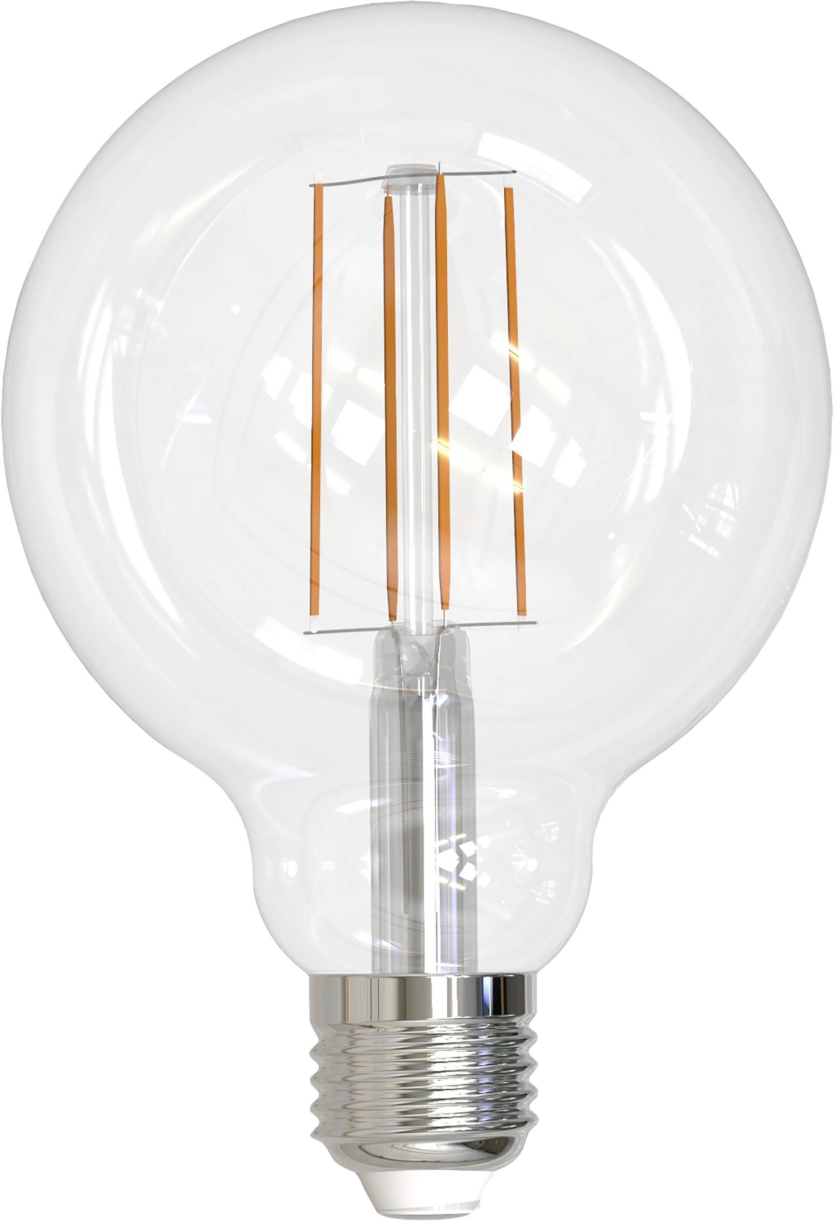Ampoule à incandescence transparente avec filament visible et douille métallique, symbolisant l'innovation ou l'idée.