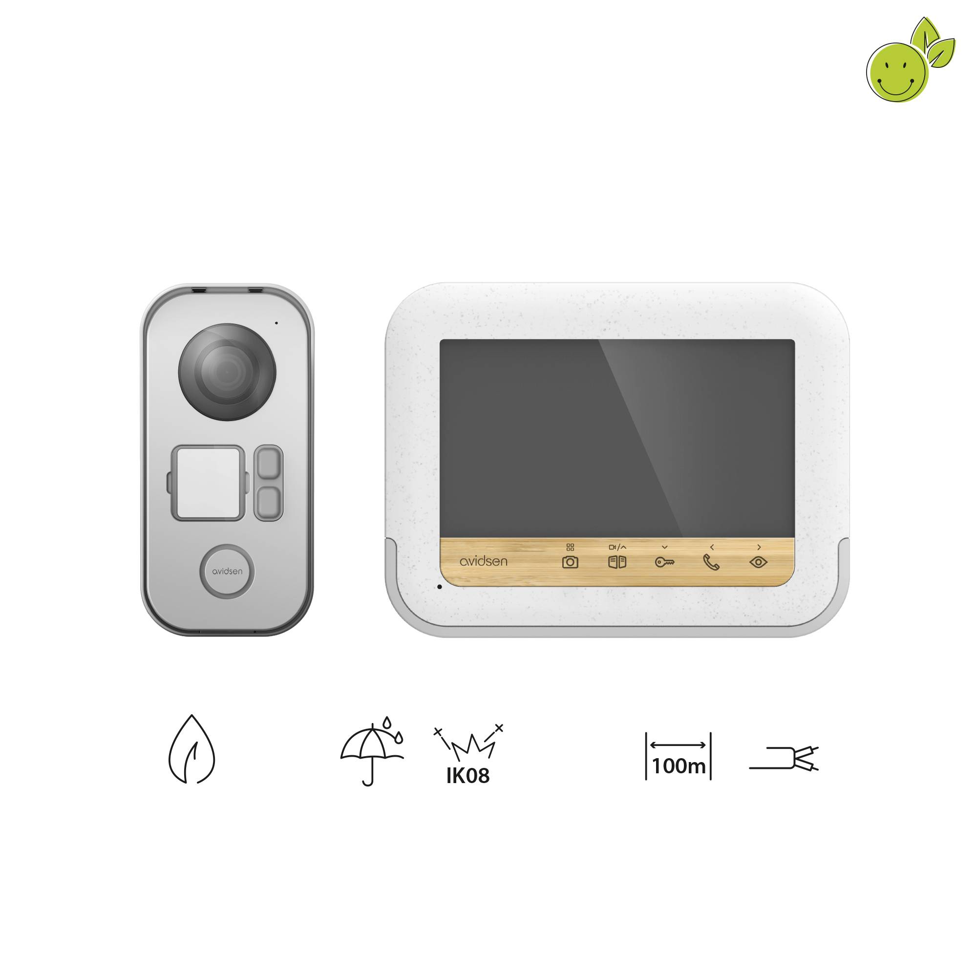 Interphone vidéo Avidsen BAMBOOVIEW filaire Set complet