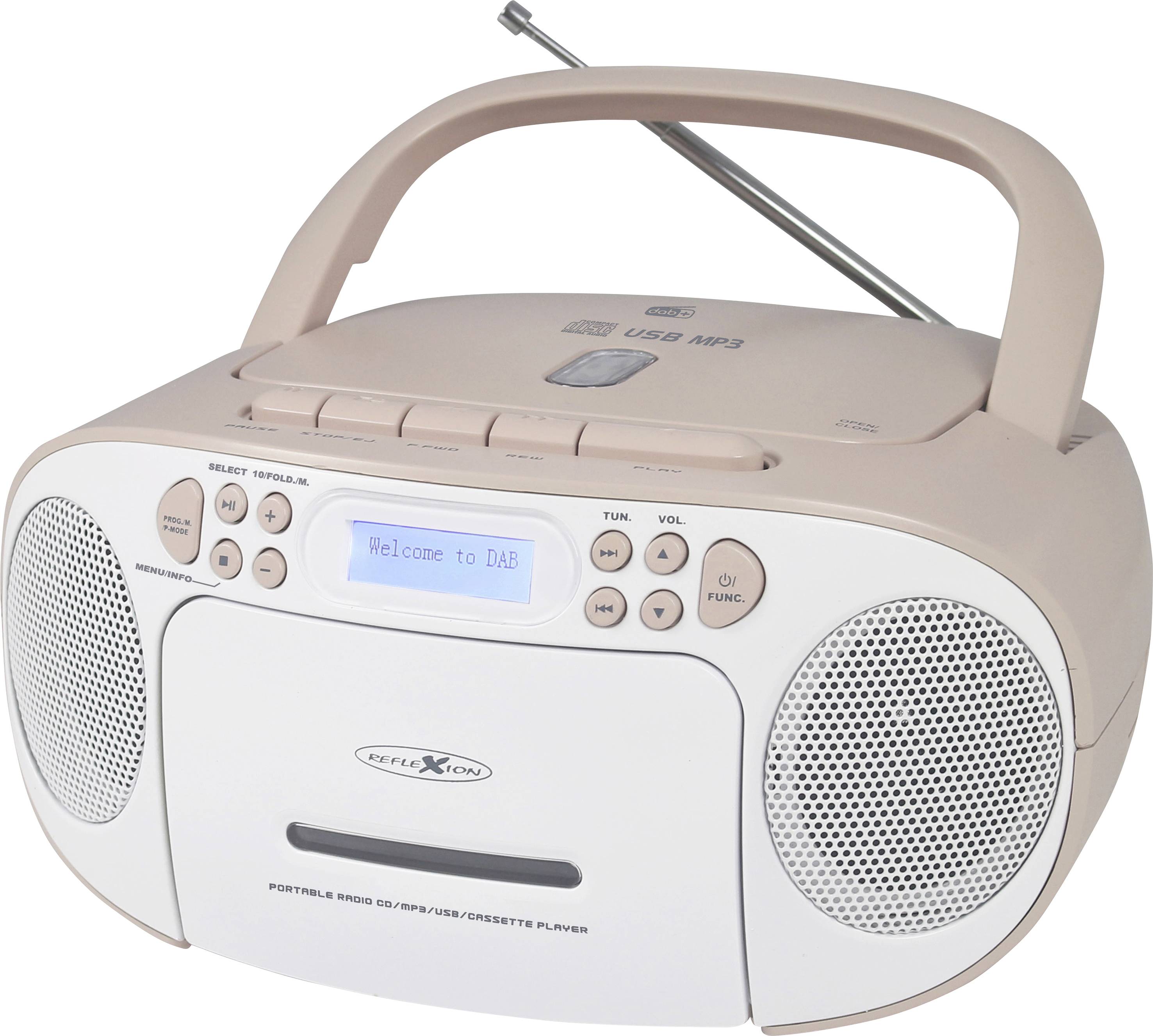 Reflexion Radio-lecteur CD DAB+, DAB, FM AUX, CD, Cassette, USB blanc, rose