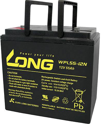 Long WPL55-12 WPL55-12 Batterie au plomb 12 V 55 Ah plomb (AGM) (l x H x P) 226 x 214 x 135 mm raccord à vis M6 auto-décharg