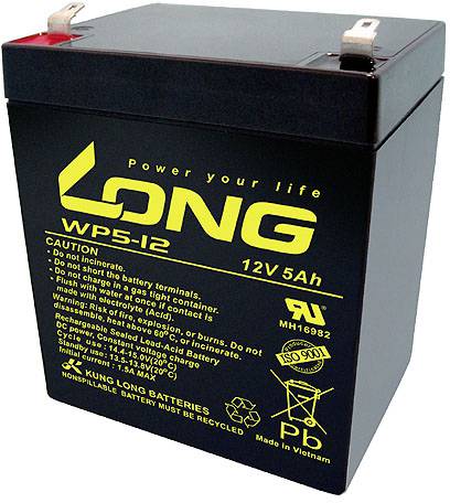 Long WP5-12/F1 WP5-12/F1 Batterie au plomb 12 V 5 Ah plomb (AGM) (l x H x P) 90 x 107 x 70 mm cosses plates 4,8 mm auto-décharge