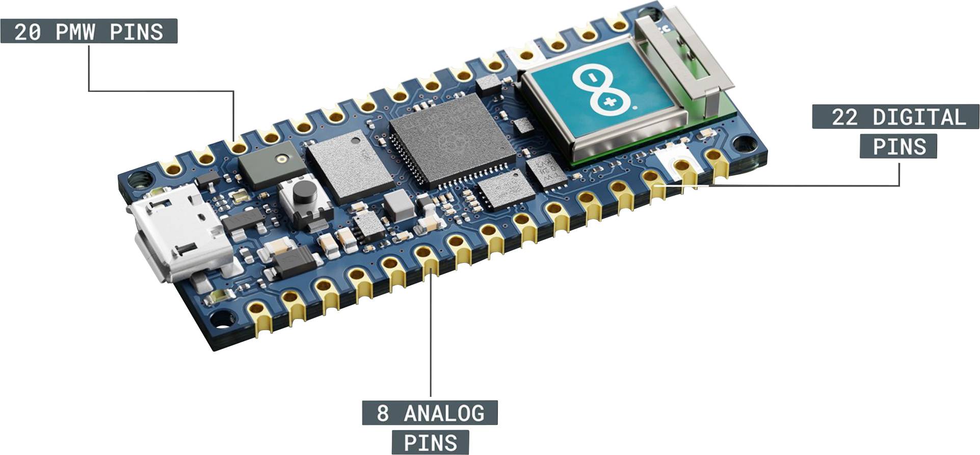 Arduino ABX00053 Carte NANO RP2040 CONNECT I/O-Pins Nano