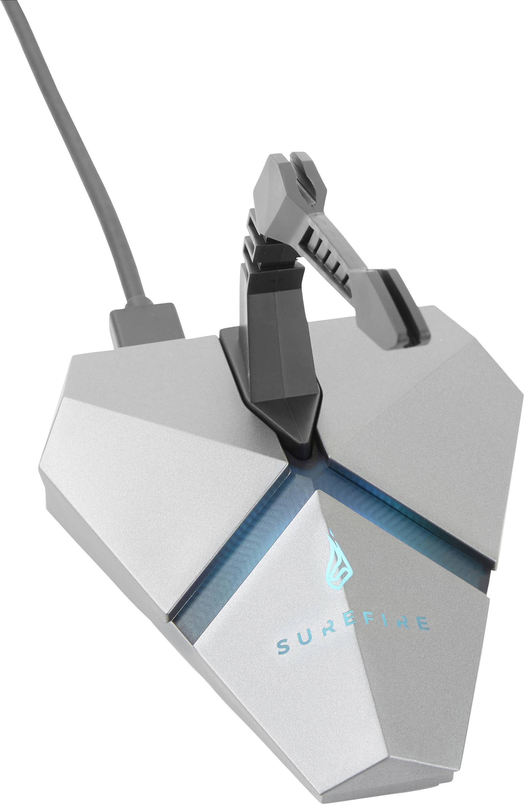 Support de câble de souris Surefire Gaming Axis hub USB, éclairé gris