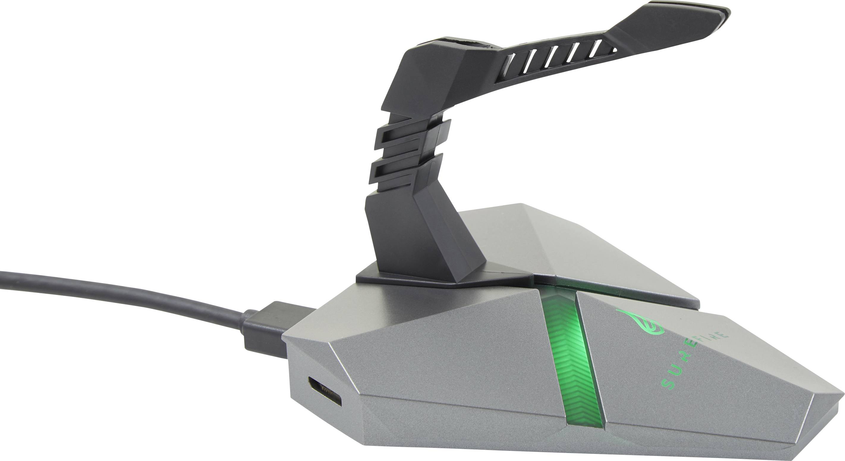 Support de câble de souris Surefire Gaming Axis hub USB, éclairé gris
