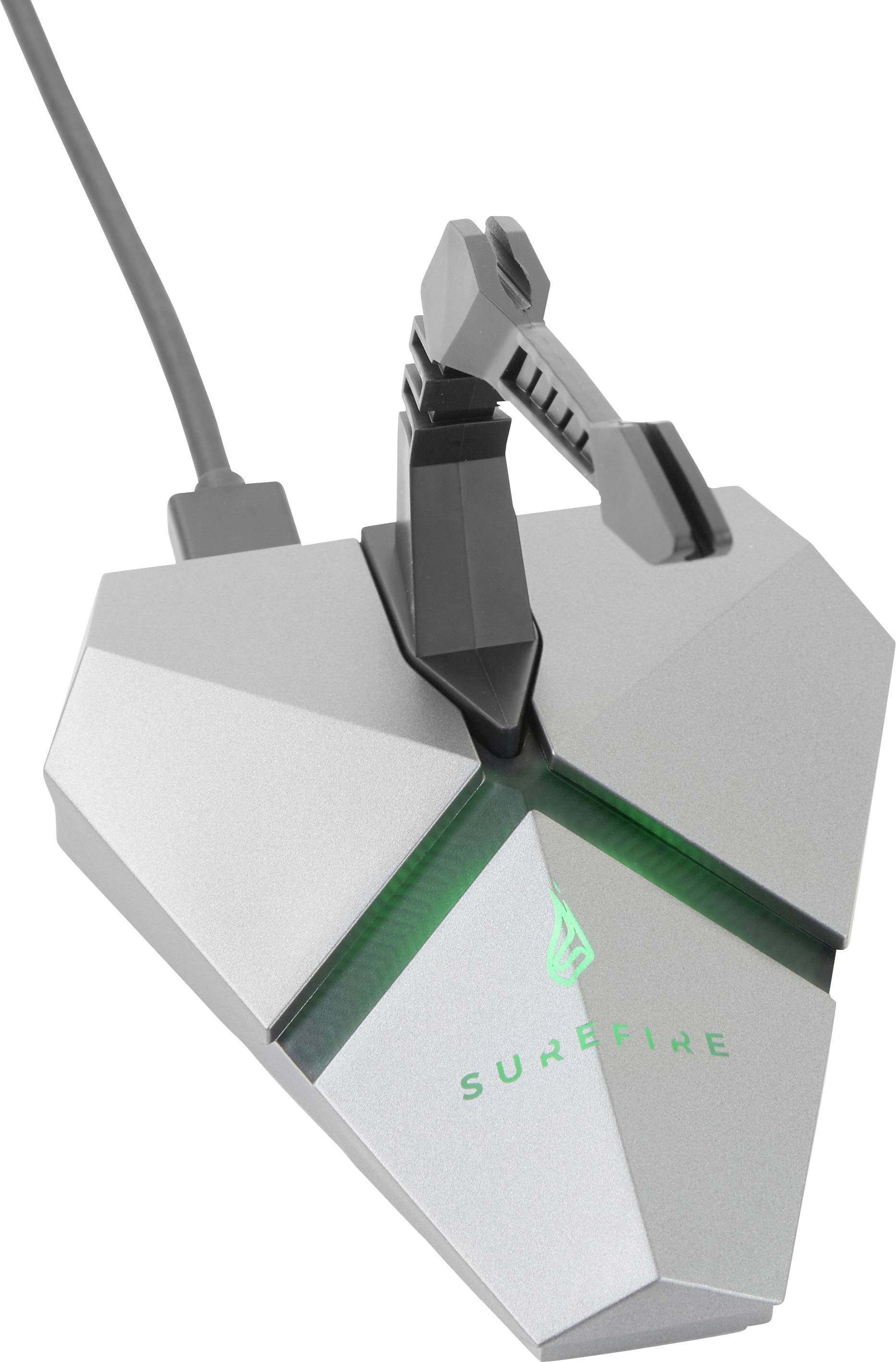 Support de câble de souris Surefire Gaming Axis hub USB, éclairé gris