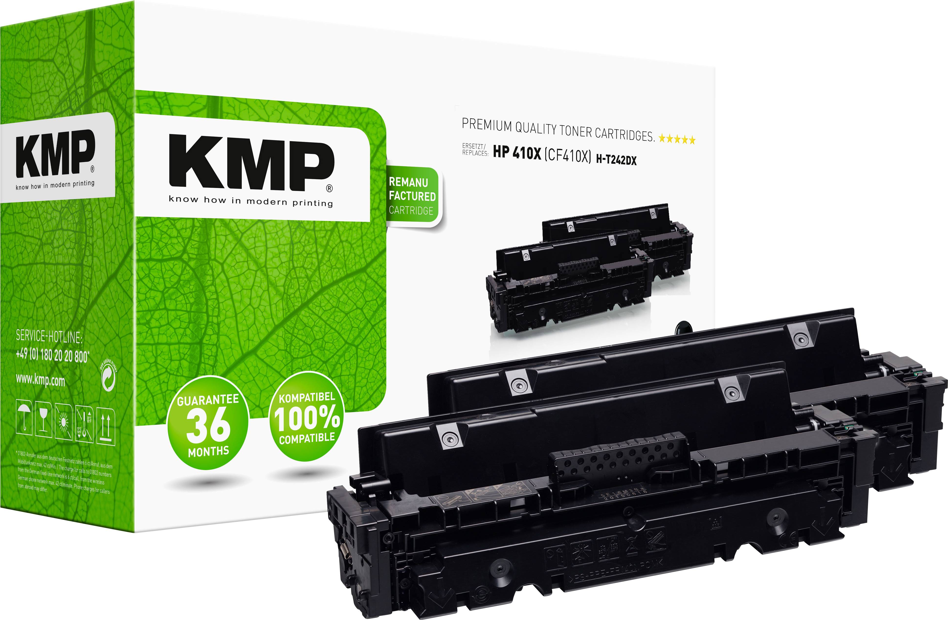 KMP Toner remplace HP HP 410X (CF410X) compatible paquet de 2 noir 6500 pages H-T242XD 2538,3021