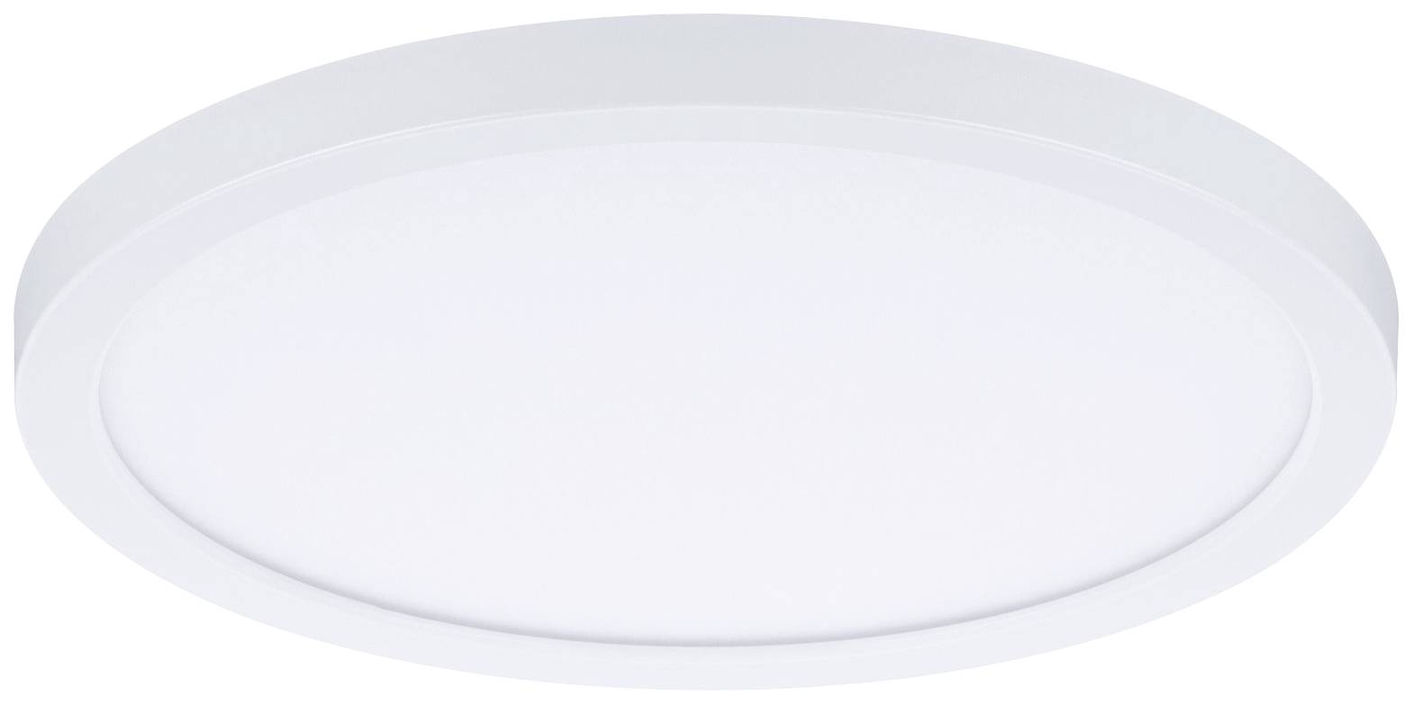 Plafonnier rond blanc au design épuré sur un fond neutre.