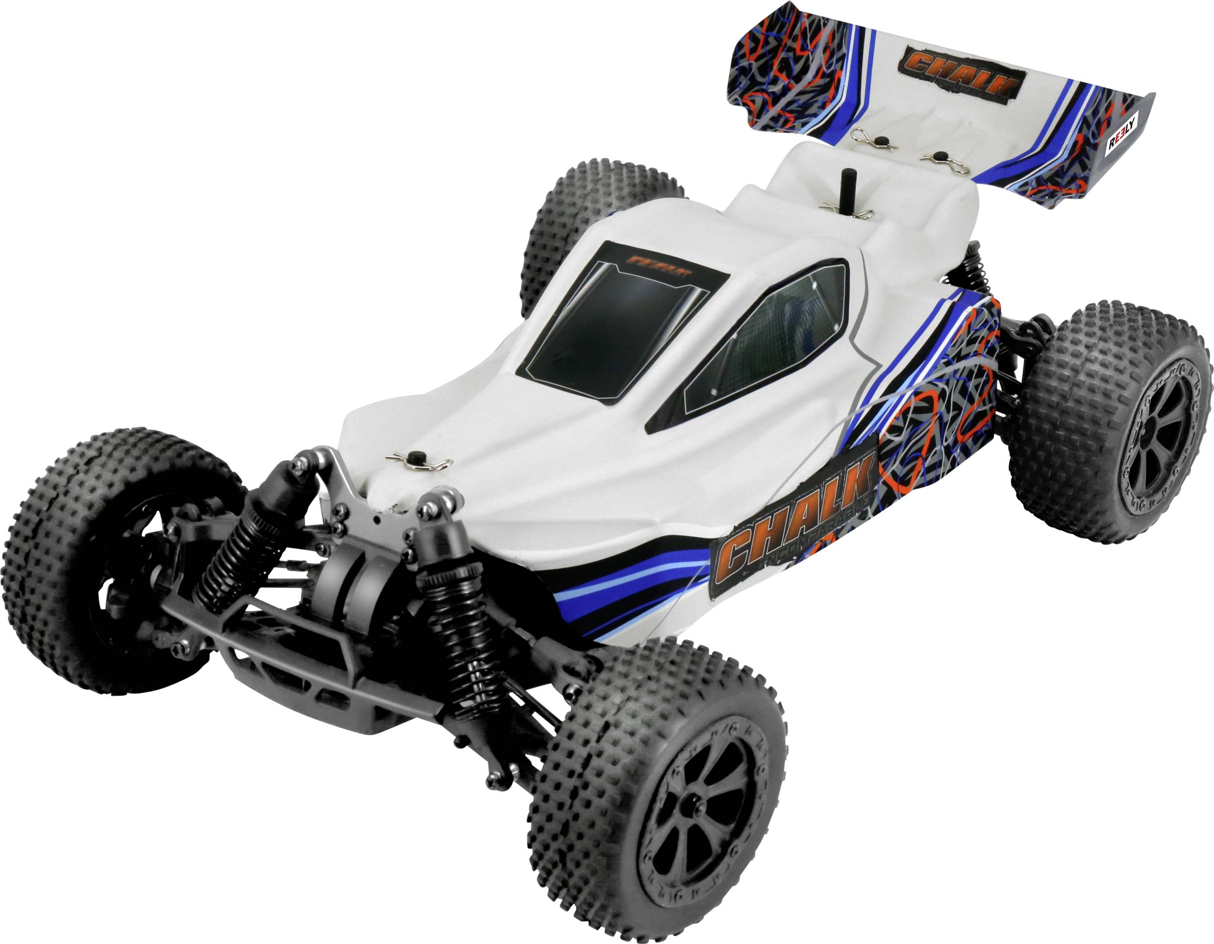 Reely Chalk 4WD gris craie brushless 1:10 Auto RC électrique Buggy 4 roues motrices (4WD) 100% RtR 2,4 GHz avec accu, chargeur et