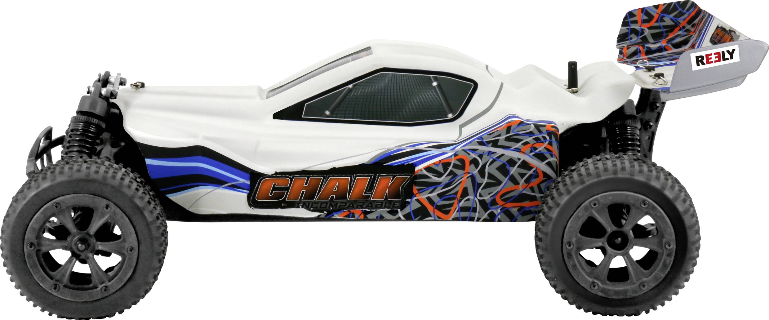 Reely Chalk 4WD gris craie brushless 1:10 Auto RC électrique Buggy 4 roues motrices (4WD) 100% RtR 2,4 GHz avec accu, chargeur et