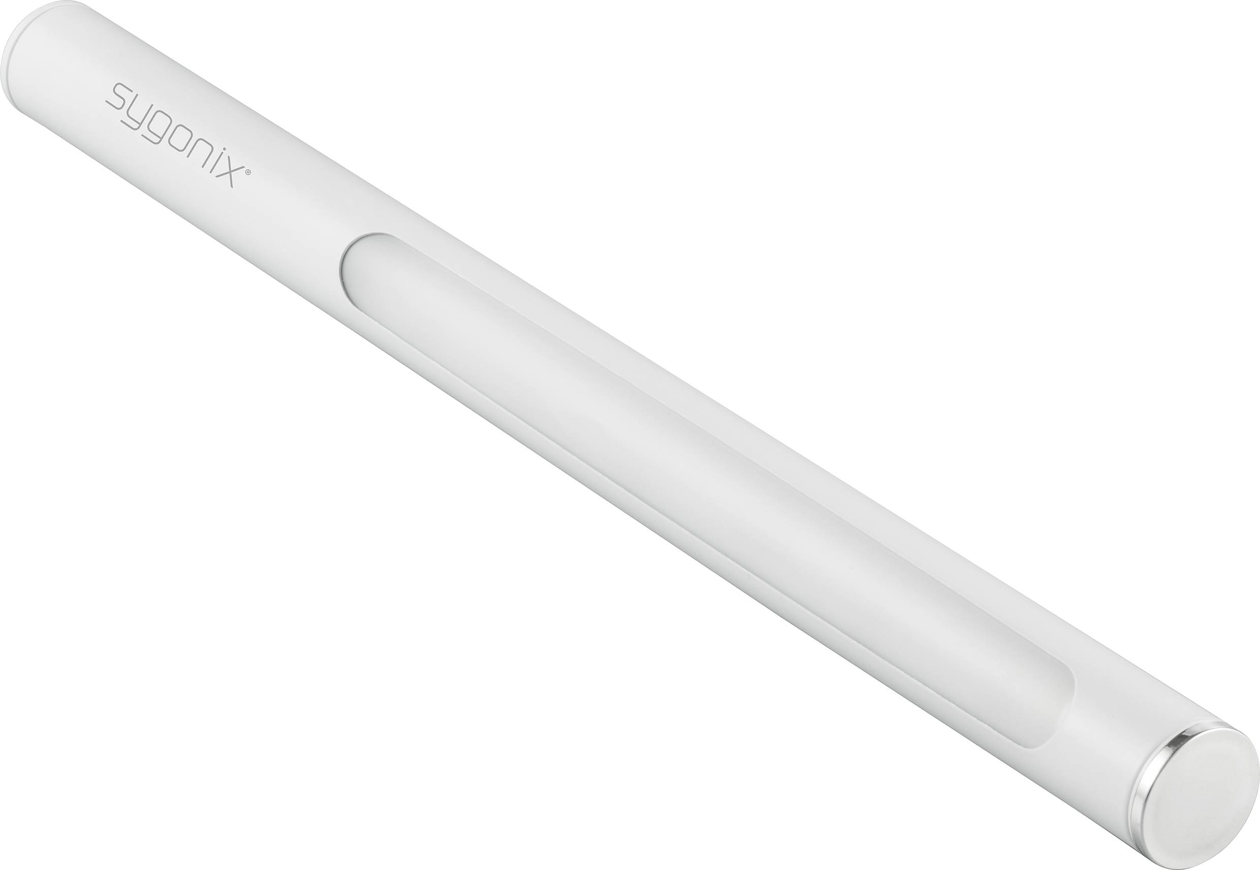 Un stylo blanc et élégant portant l'inscription 'sygonix', principalement conçu pour l'écriture ou le dessin.
