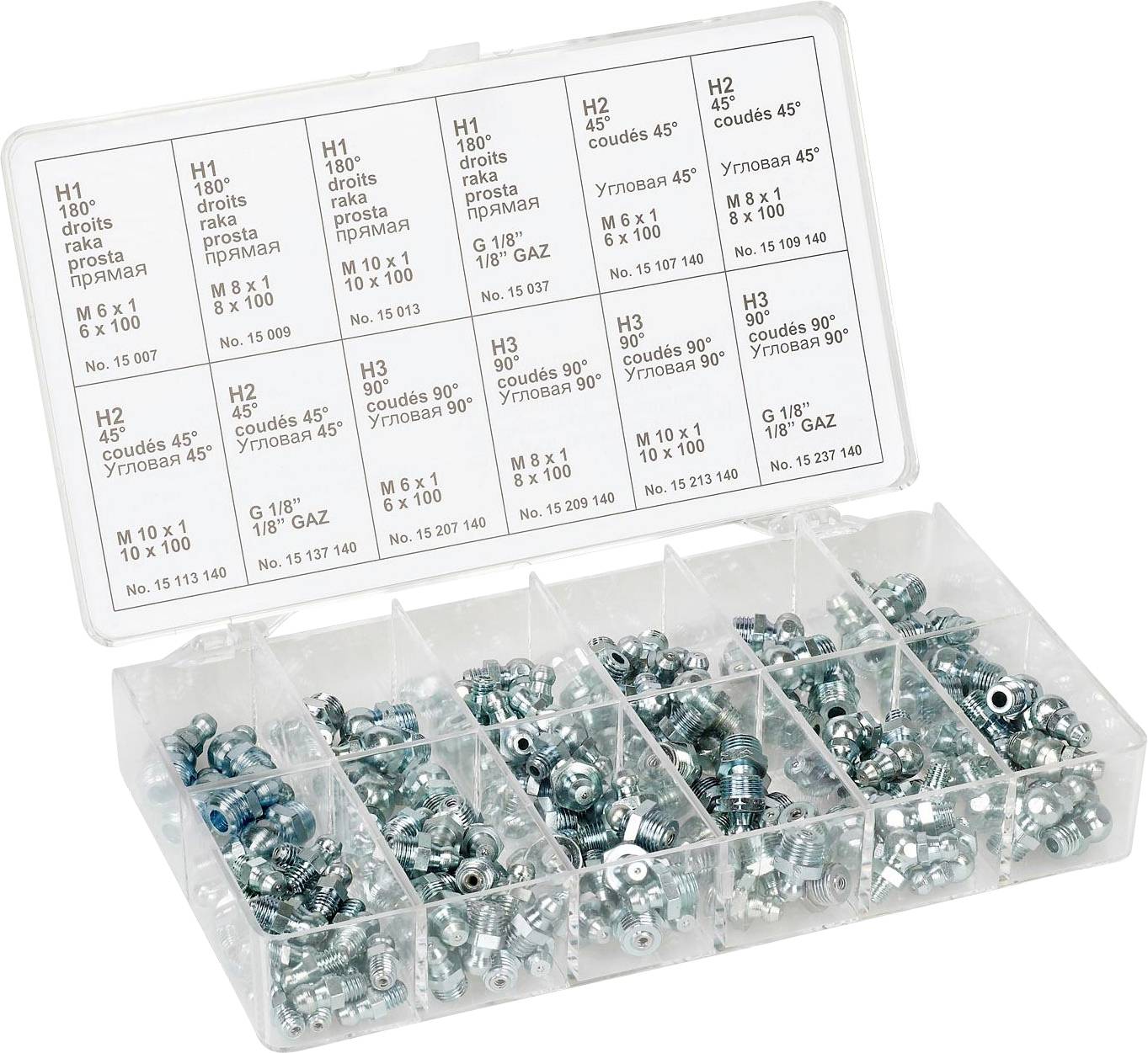 Pressol Boîte d'assortiment de graisseurs 140 pièces 215 mm 1 pc(s)