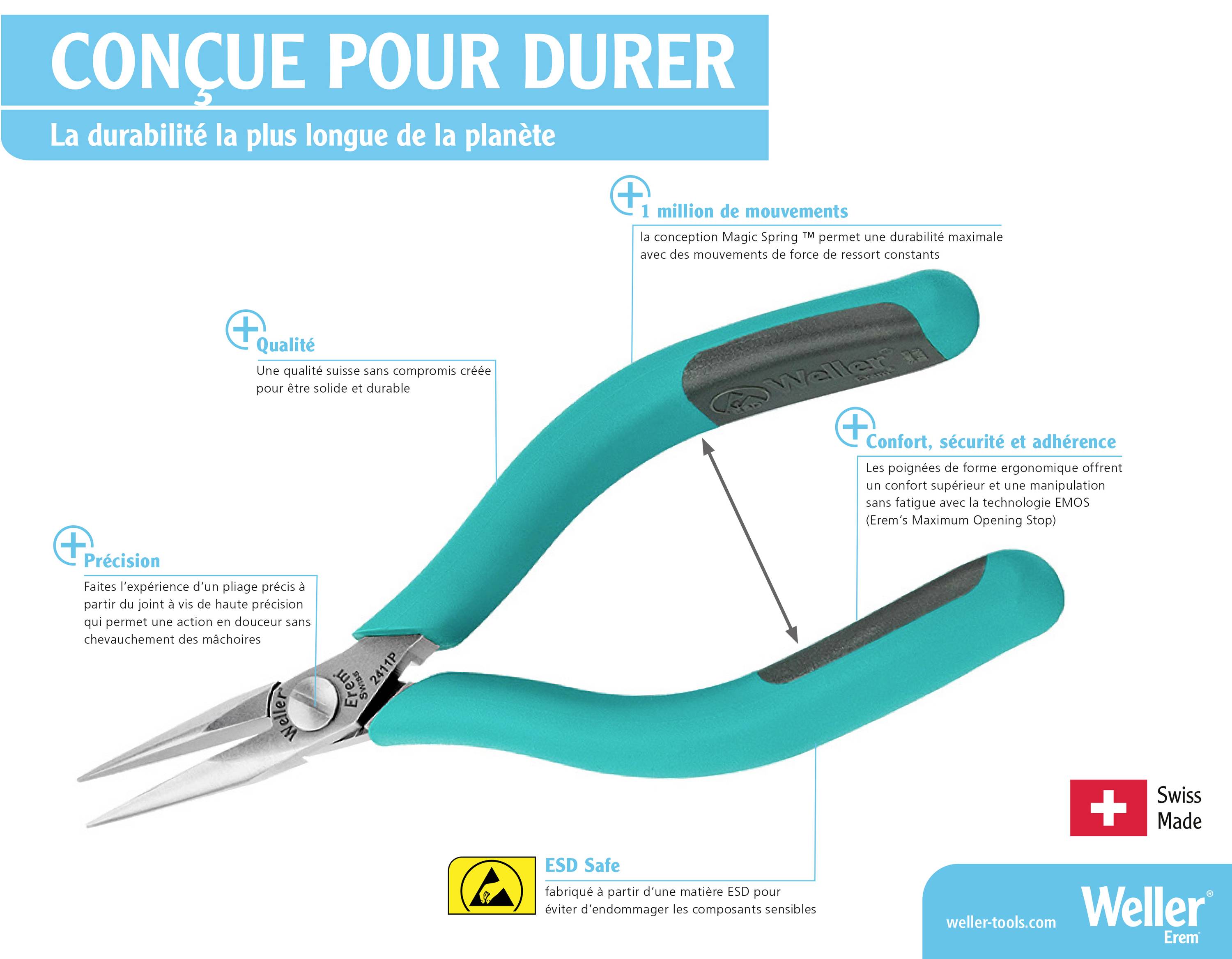 Weller Erem® 543E Pince à bouts ronds 120 mm 1 pc(s)