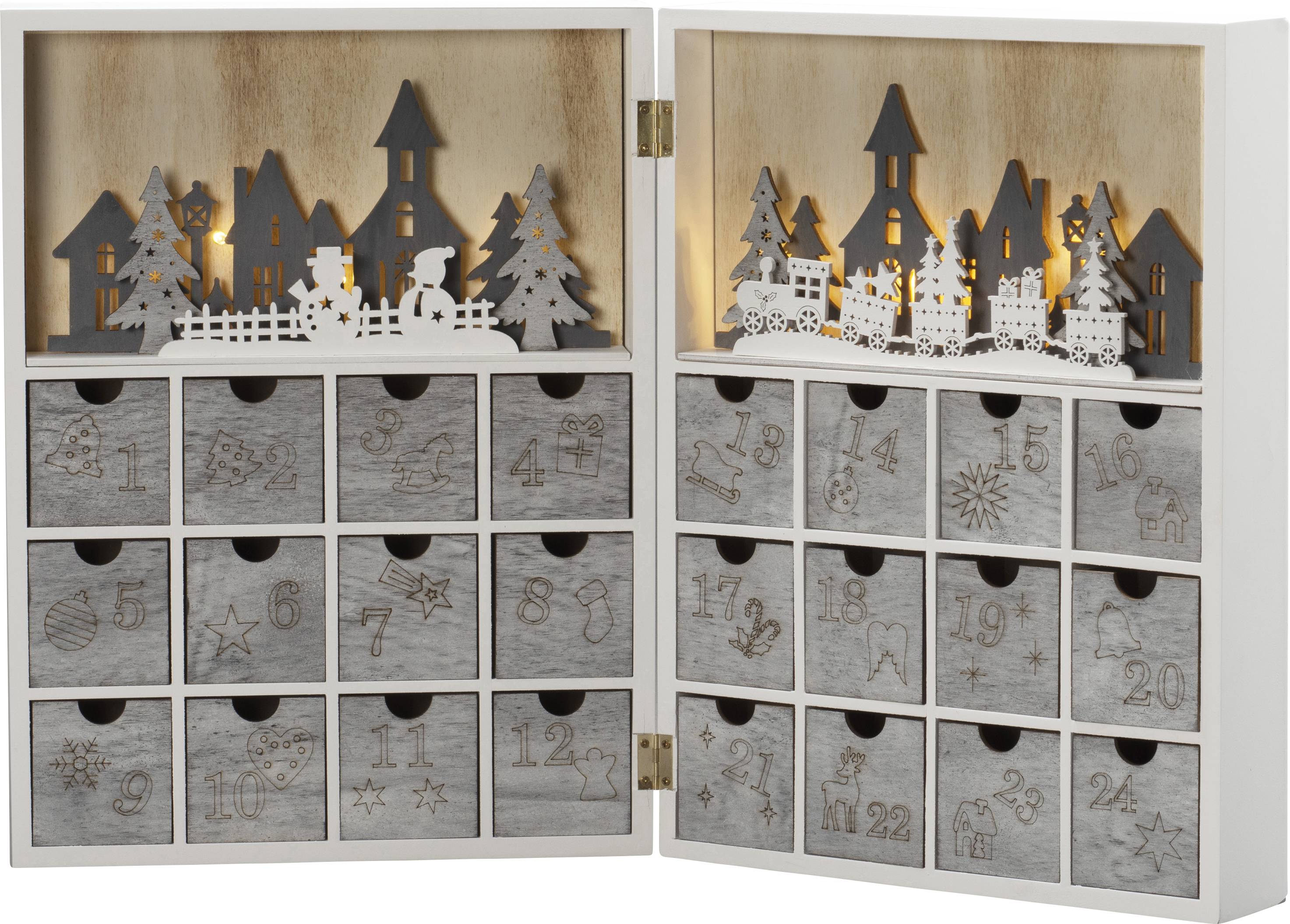 Konstsmide 3283-210 Arche en bougie calendrier de l'Avent blanc chaud LED blanc, gris