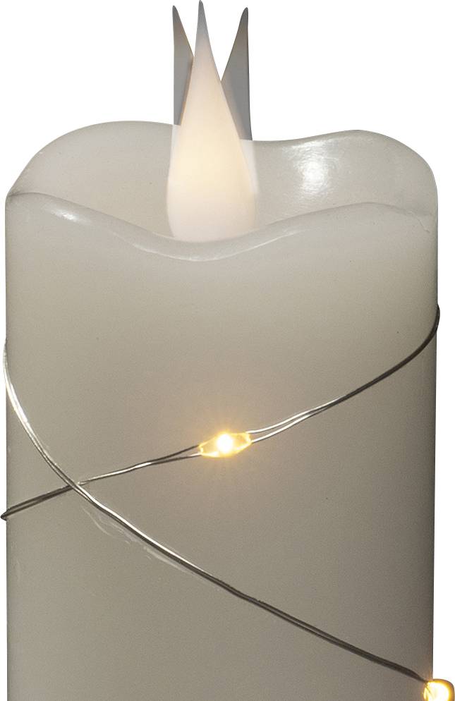 Konstsmide 1826-190 Bougie en cire véritable à LED blanc blanc chaud (Ø x H) 50 mm x 178 mm avec effet 3D, avec interrupteur